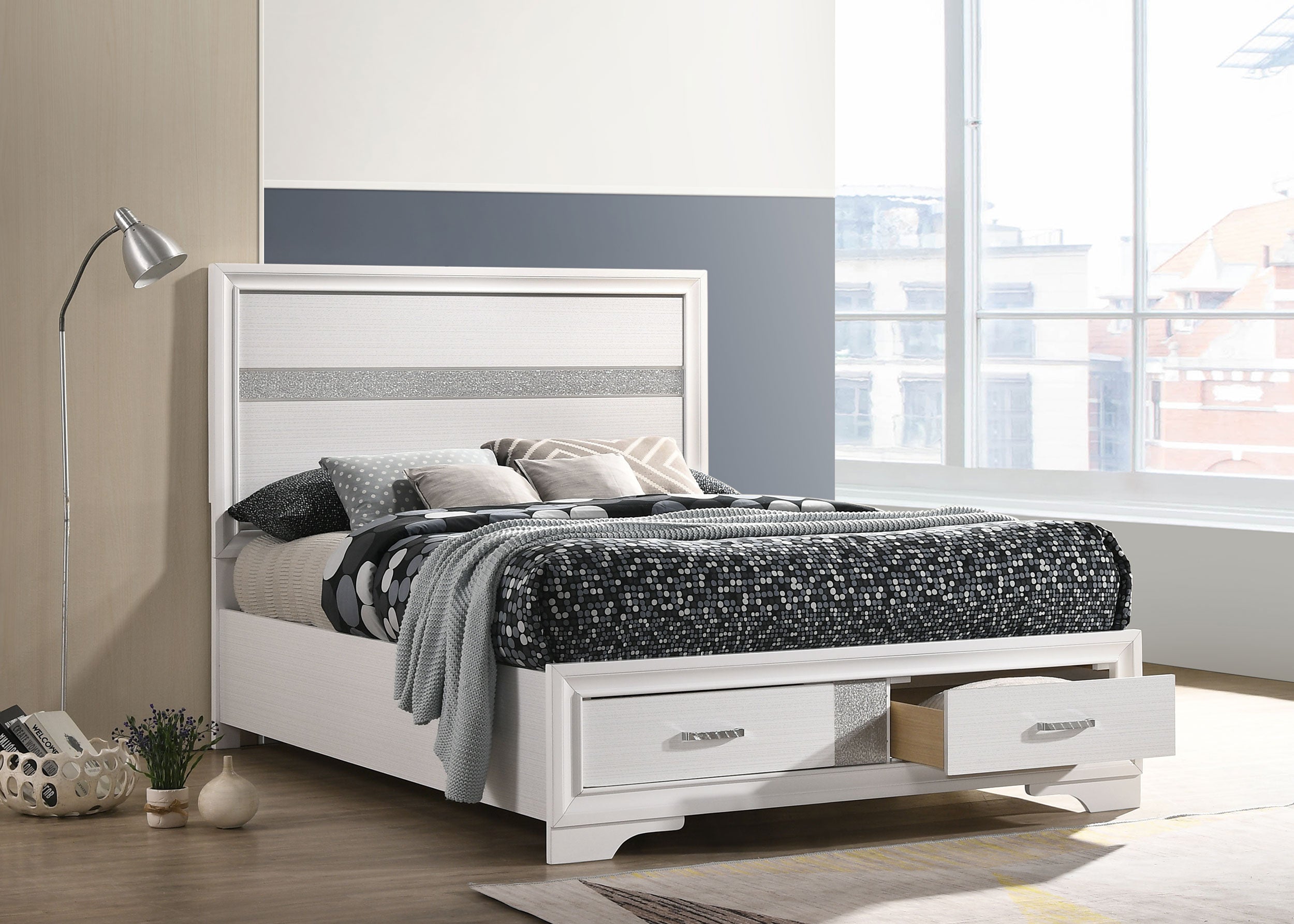 Miranda Wood Panel Storage Bed