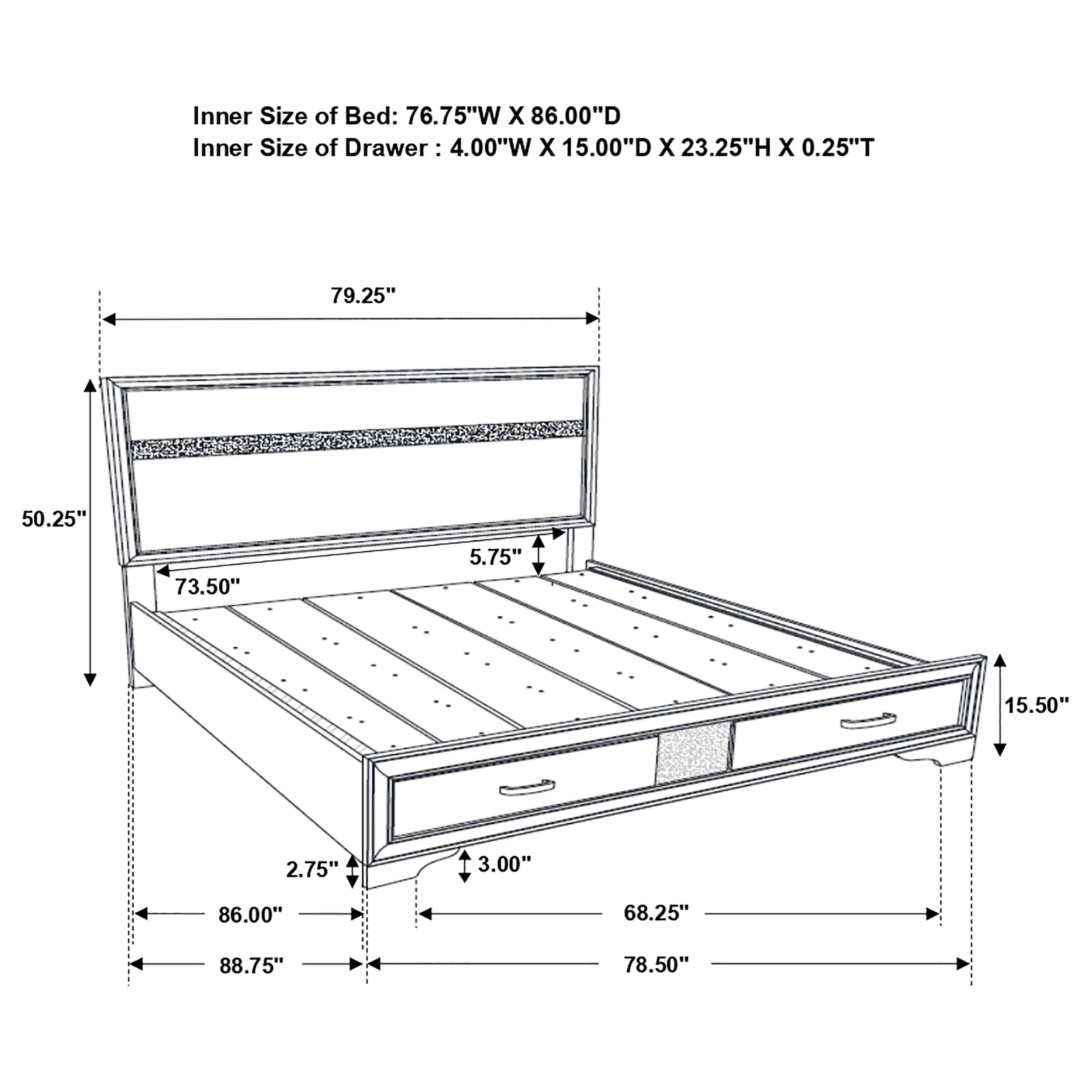 Miranda Wood Panel Storage Bed