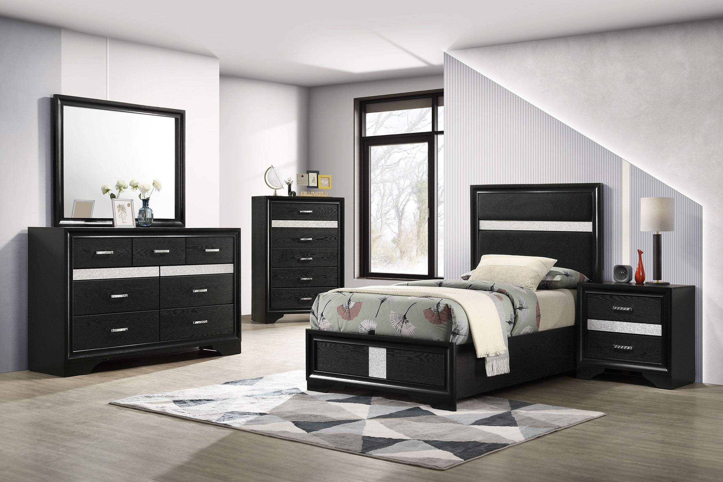 Miranda Wood Panel Bed