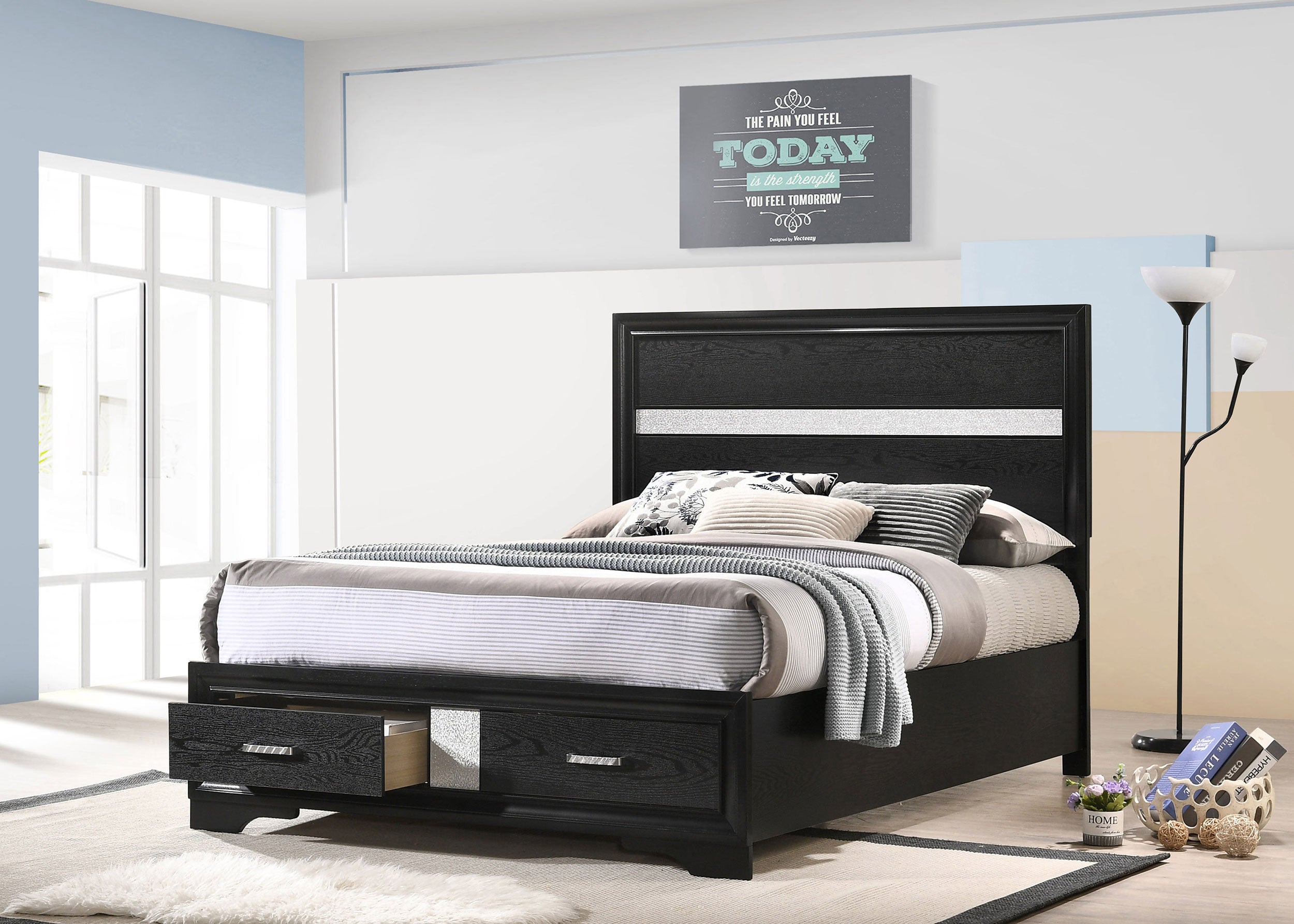 Miranda Wood Panel Storage Bed