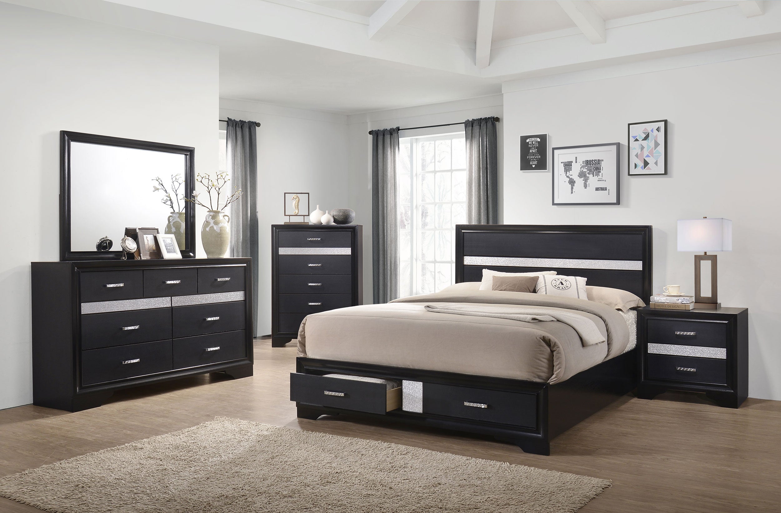 Miranda Wood Panel Storage Bed