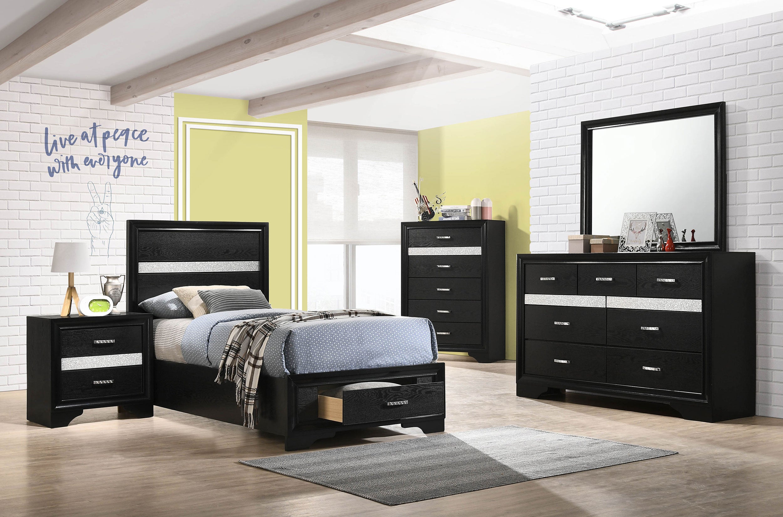 Miranda Wood Panel Storage Bed