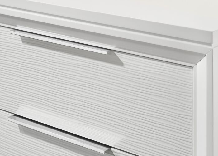 Cressida 5 Pc Modern White LED Upholstered Panel Queen Bedroom Set