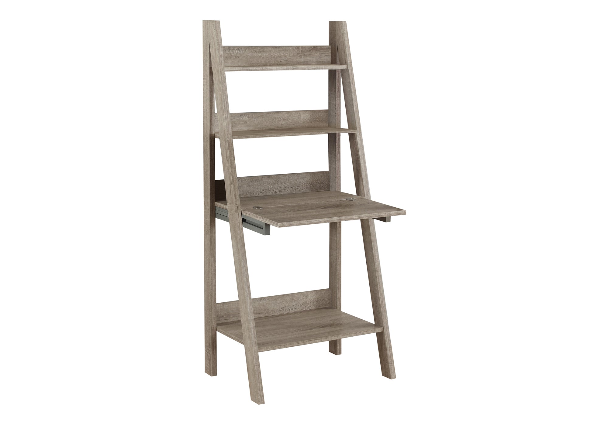 Ladder Bookcase Bookshelf Laptop Desk in Dark Taupe
