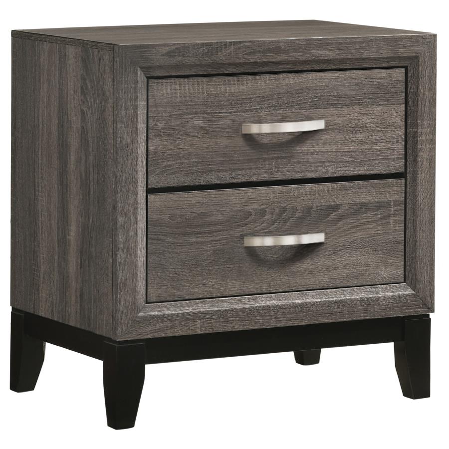 Coaster Watson Contemporary 2 Drawer Nightstand Grey Oak and Black