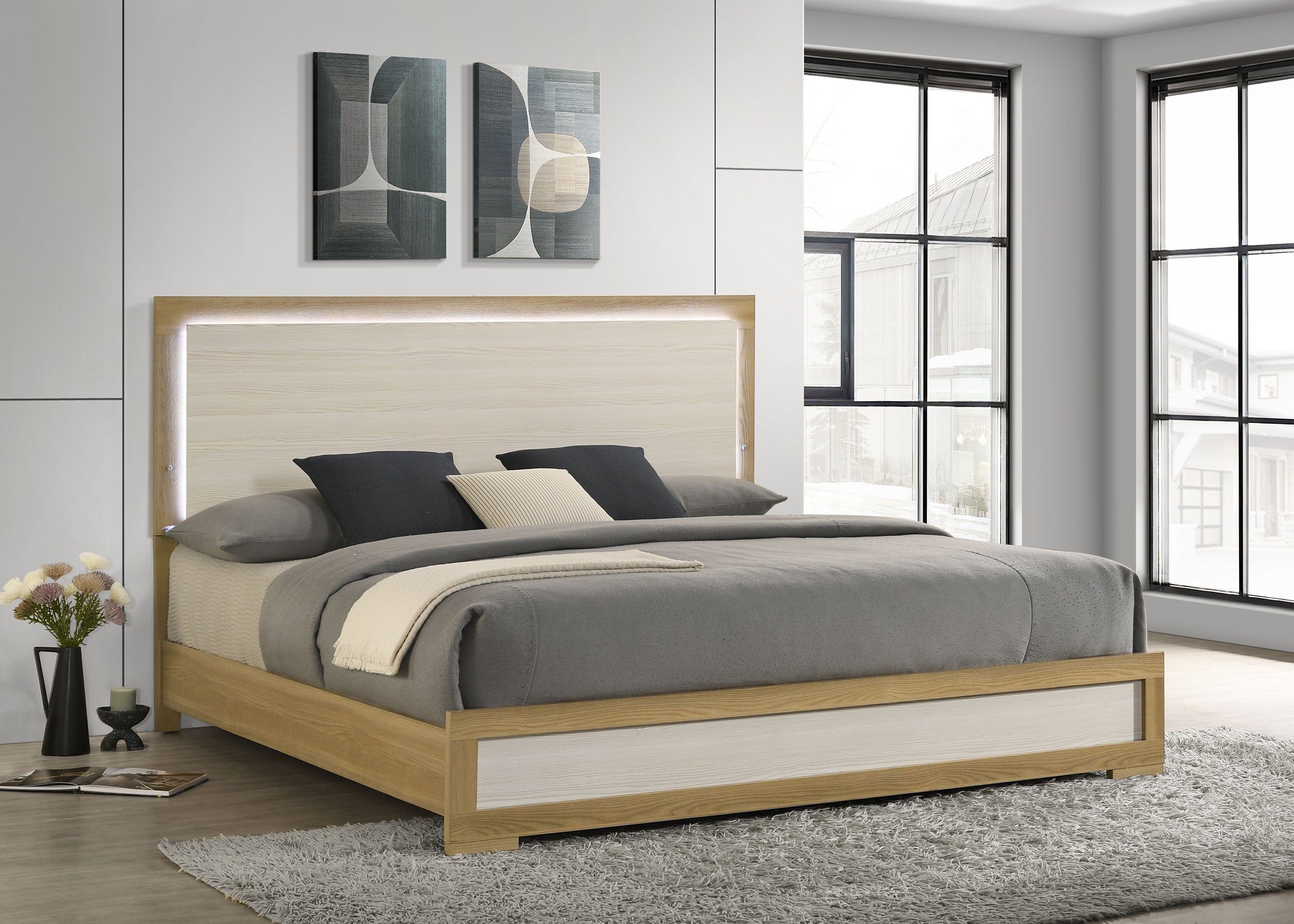 Hyland Wood LED Panel Bed