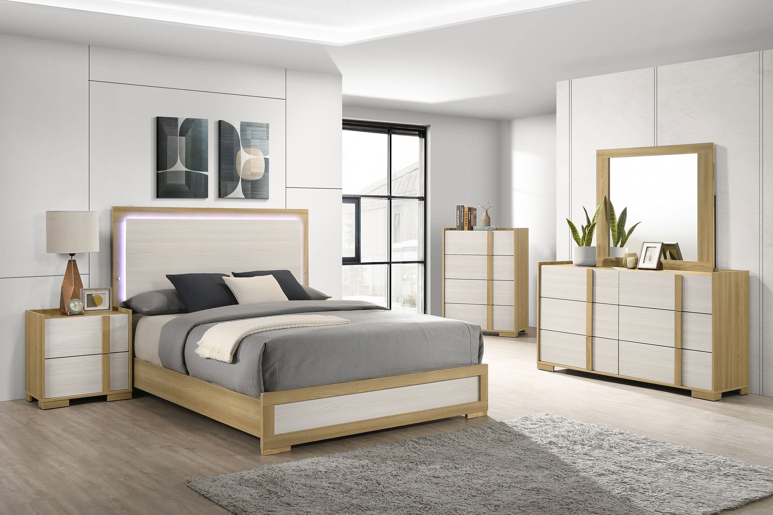 Hyland Wood LED Panel Bed