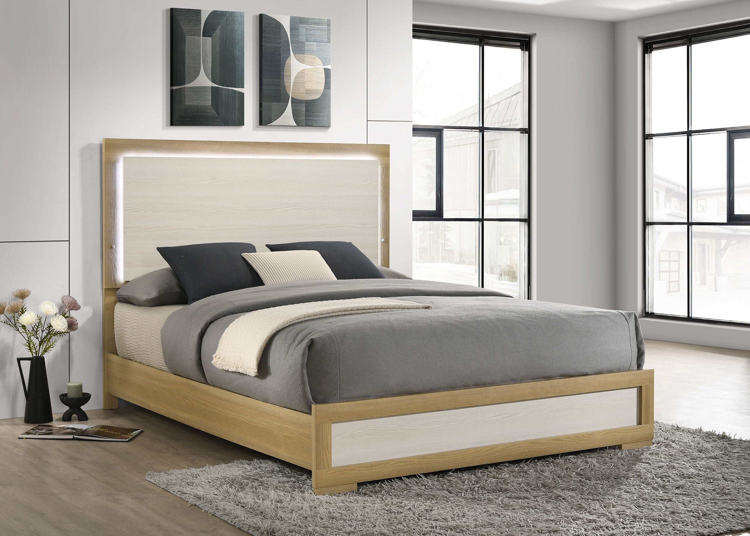 Hyland Wood LED Panel Bed