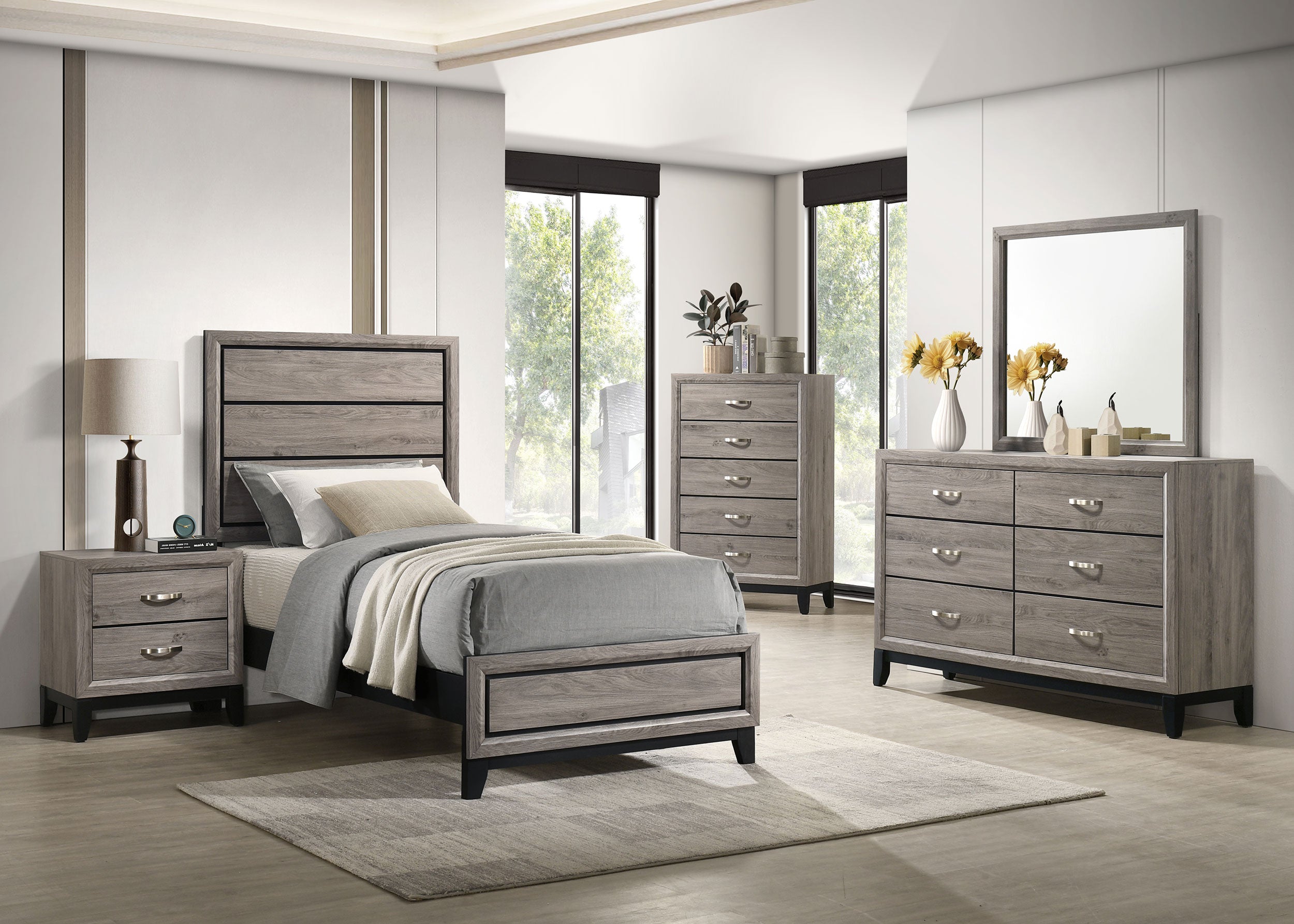 Valen Five-piece Twin Bedroom Set Light Taupe