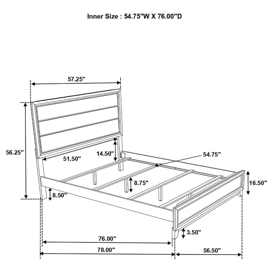 Valen Wood Full Panel Bed In Light Taupe