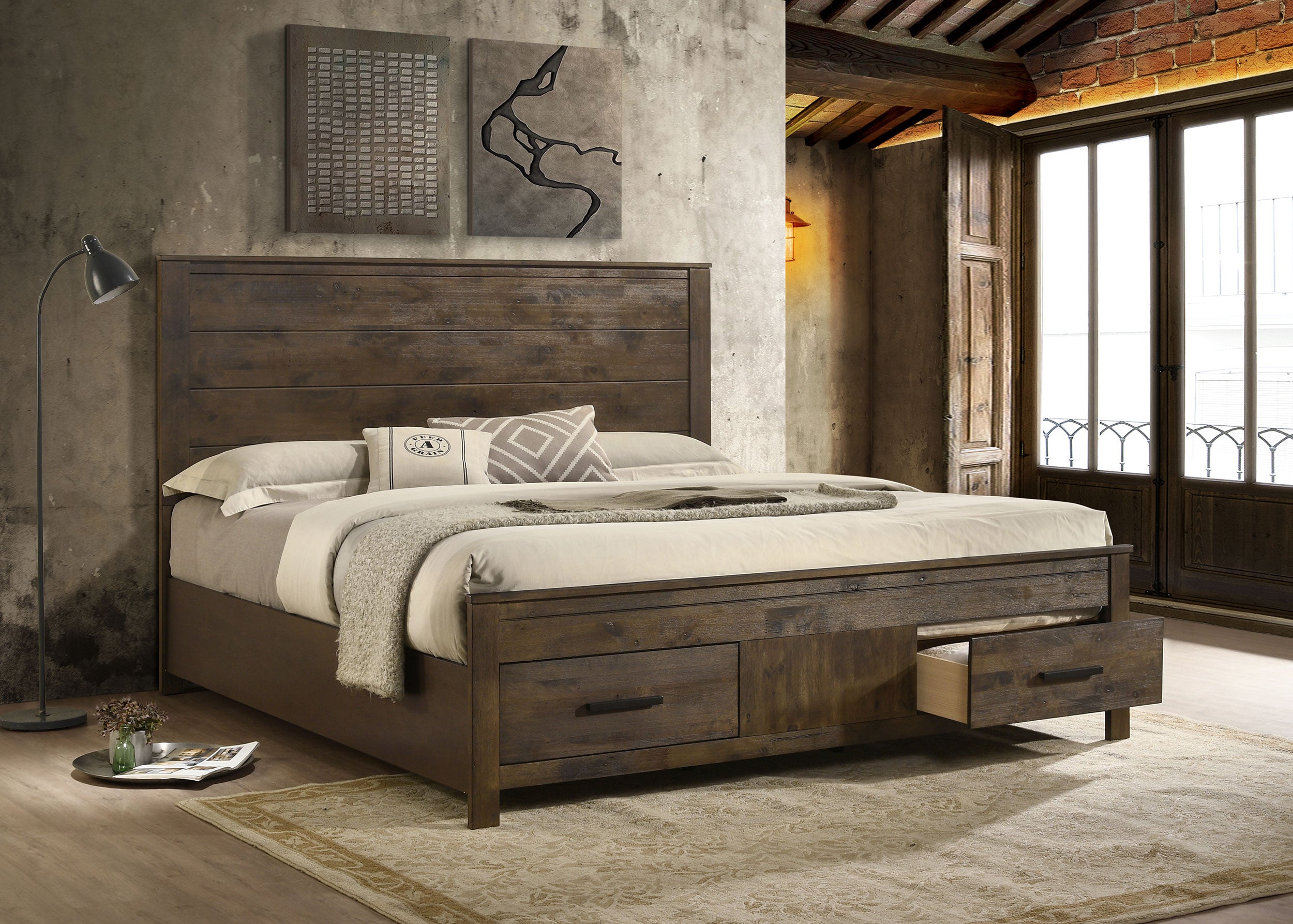 Woodmont Wood Panel Storage Bed