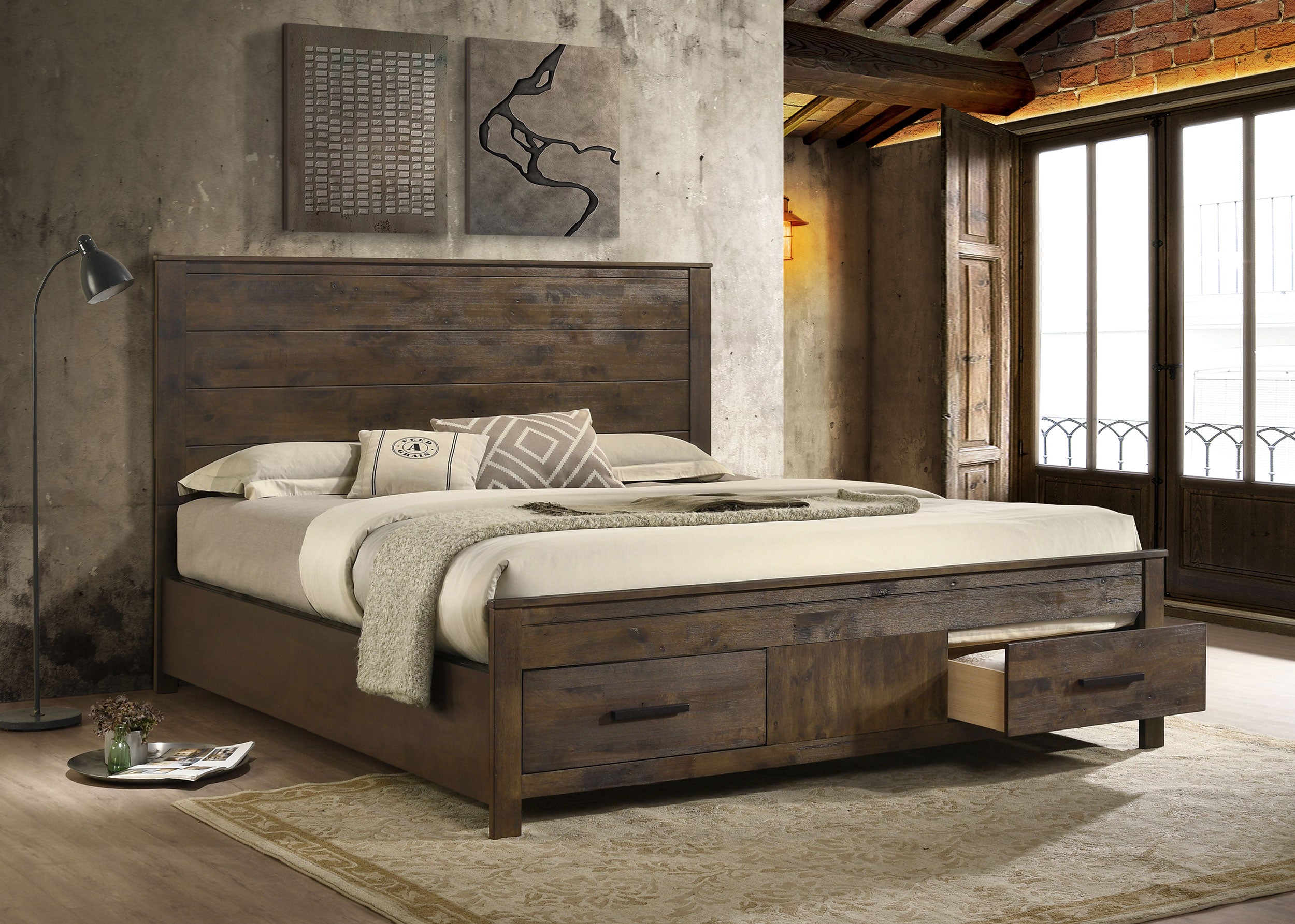 Woodmont Wood Panel Storage Bed