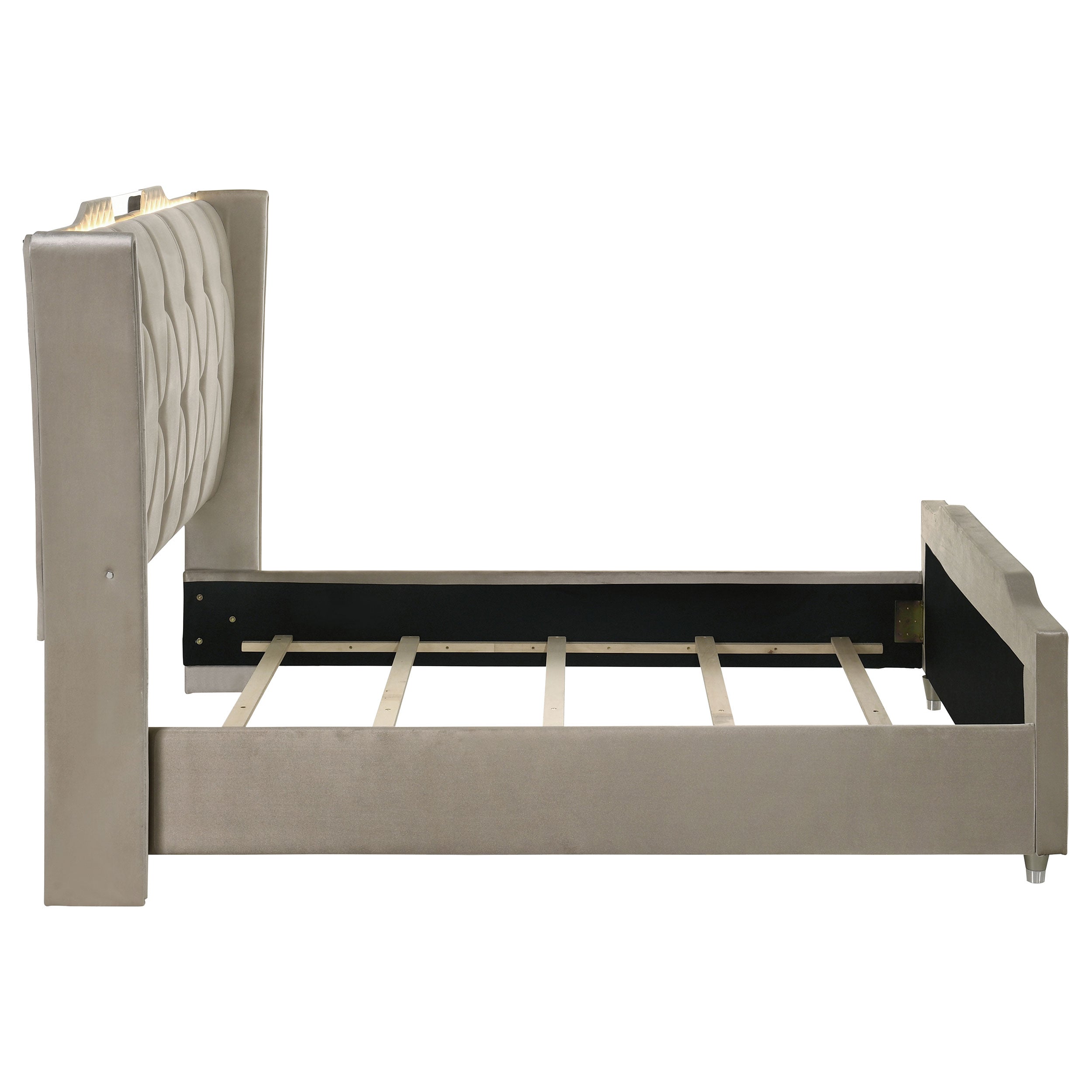 Lorient Upholstered LED Wingback Bed