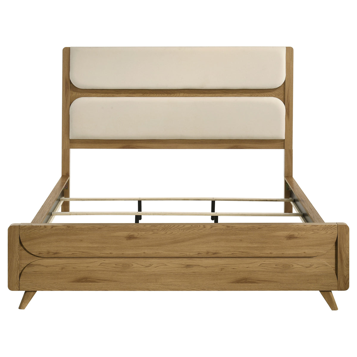 Bennett Upholstered Panel Bed California King Cream and Light Oak