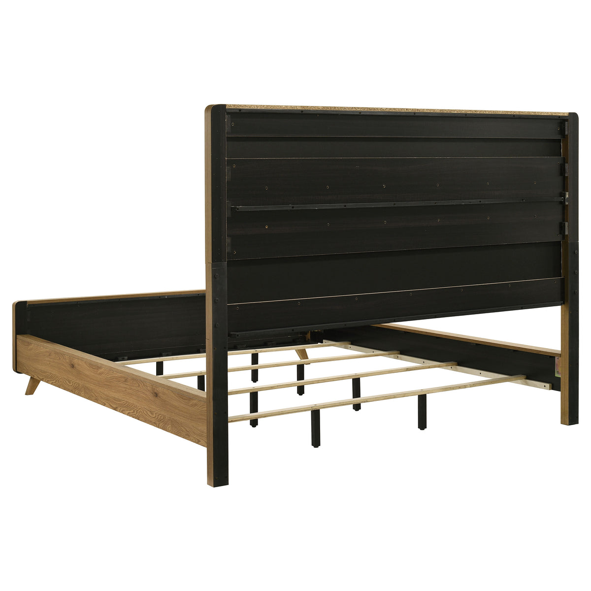 Bennett Upholstered Panel Bed California King Cream and Light Oak
