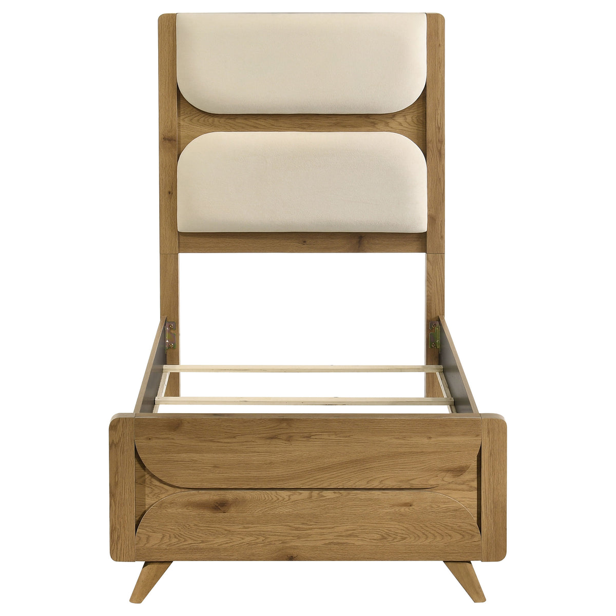Bennett Upholstered Panel Bed Twin Cream and Light Oak