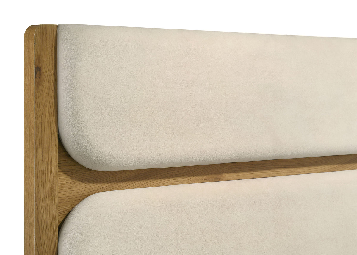 Bennett Upholstered Panel Bed Twin Cream and Light Oak