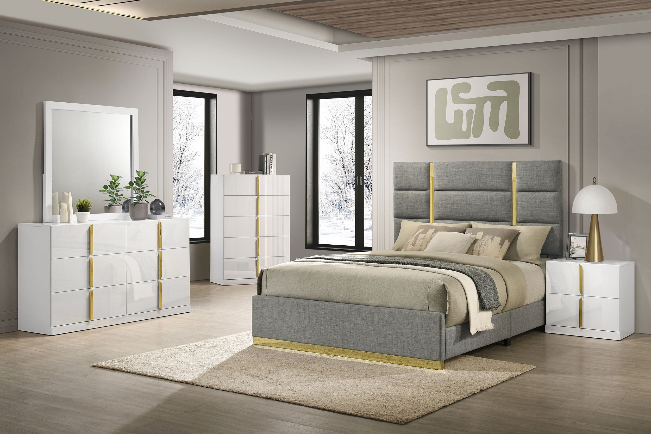 Ines Upholstered Panel Bed