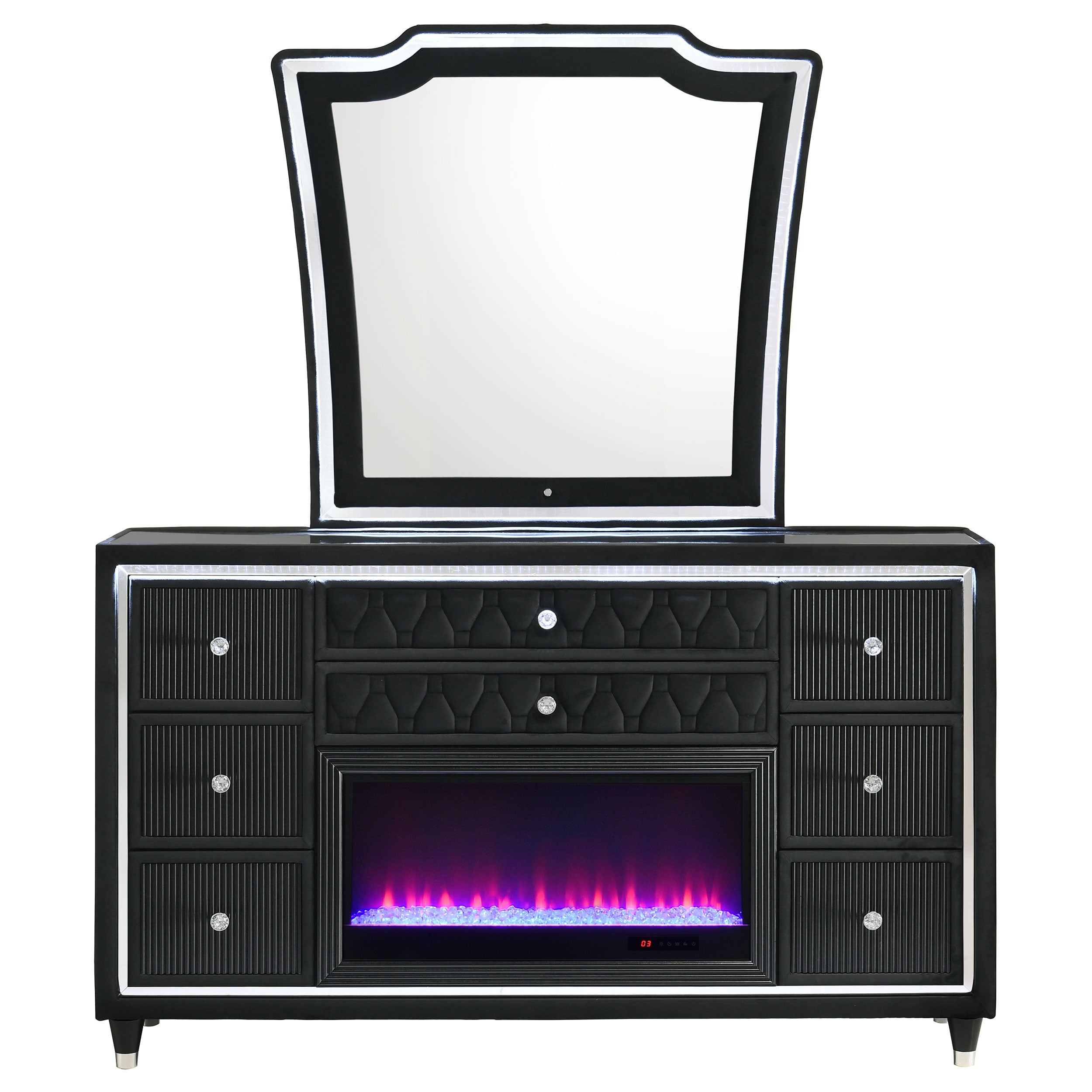 Lorient Flame Box Dresser with Mirror