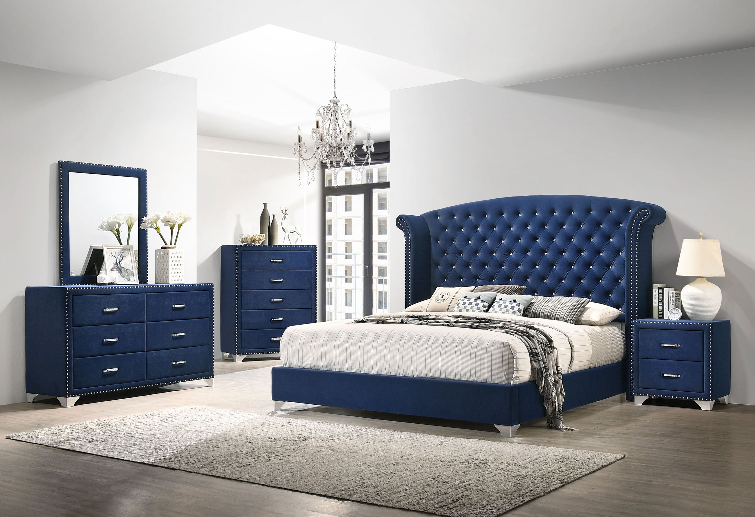Melody Upholstered Wingback Bed
