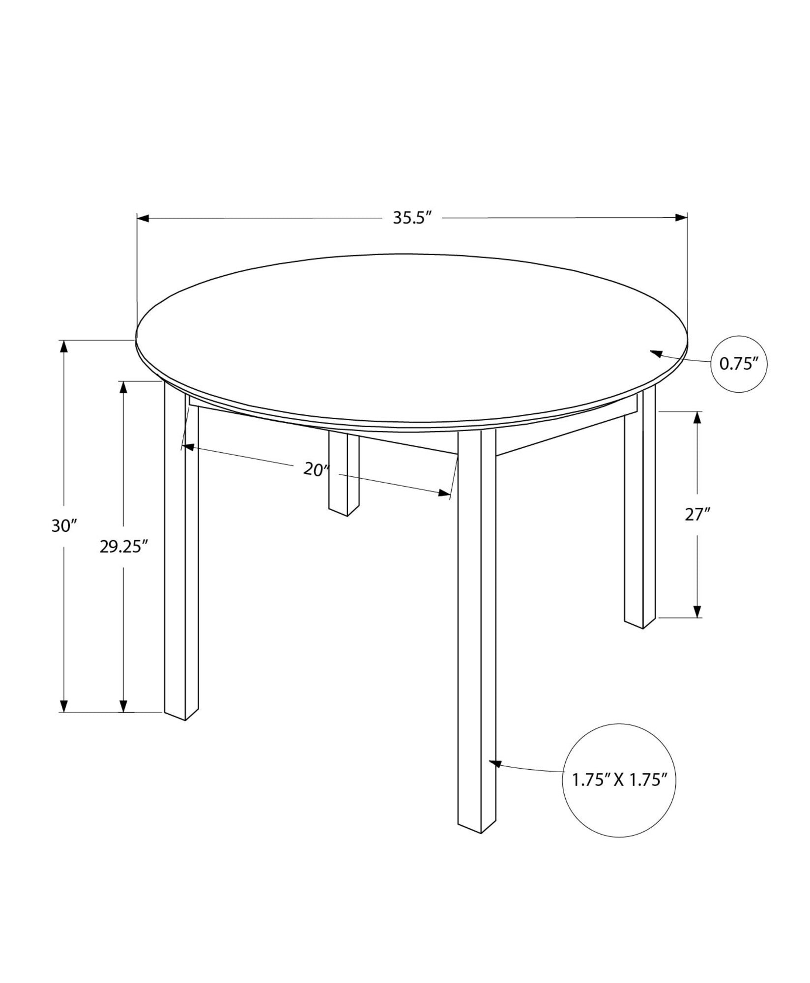 Transitional 36" Dia Round Kitchen Dining table In Espresso