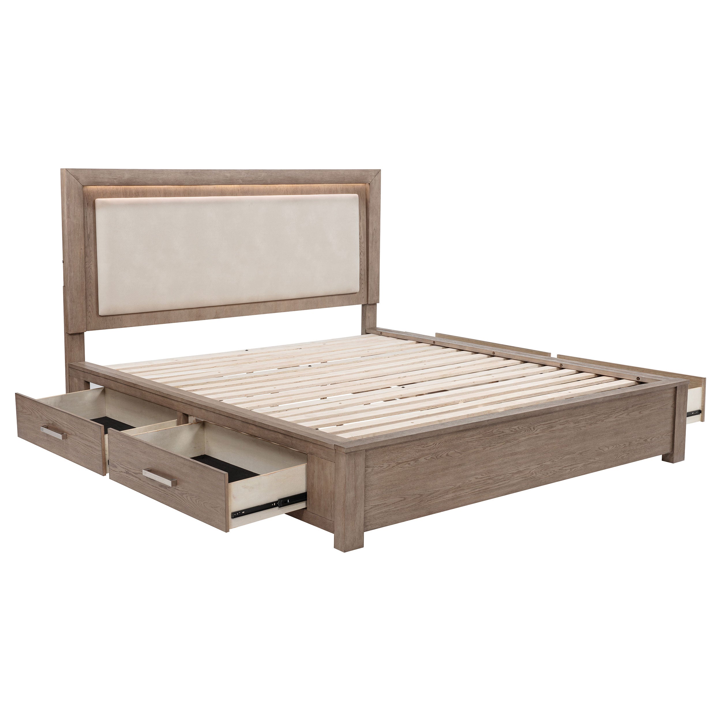 Kenora Wood LED Panel Storage Bed