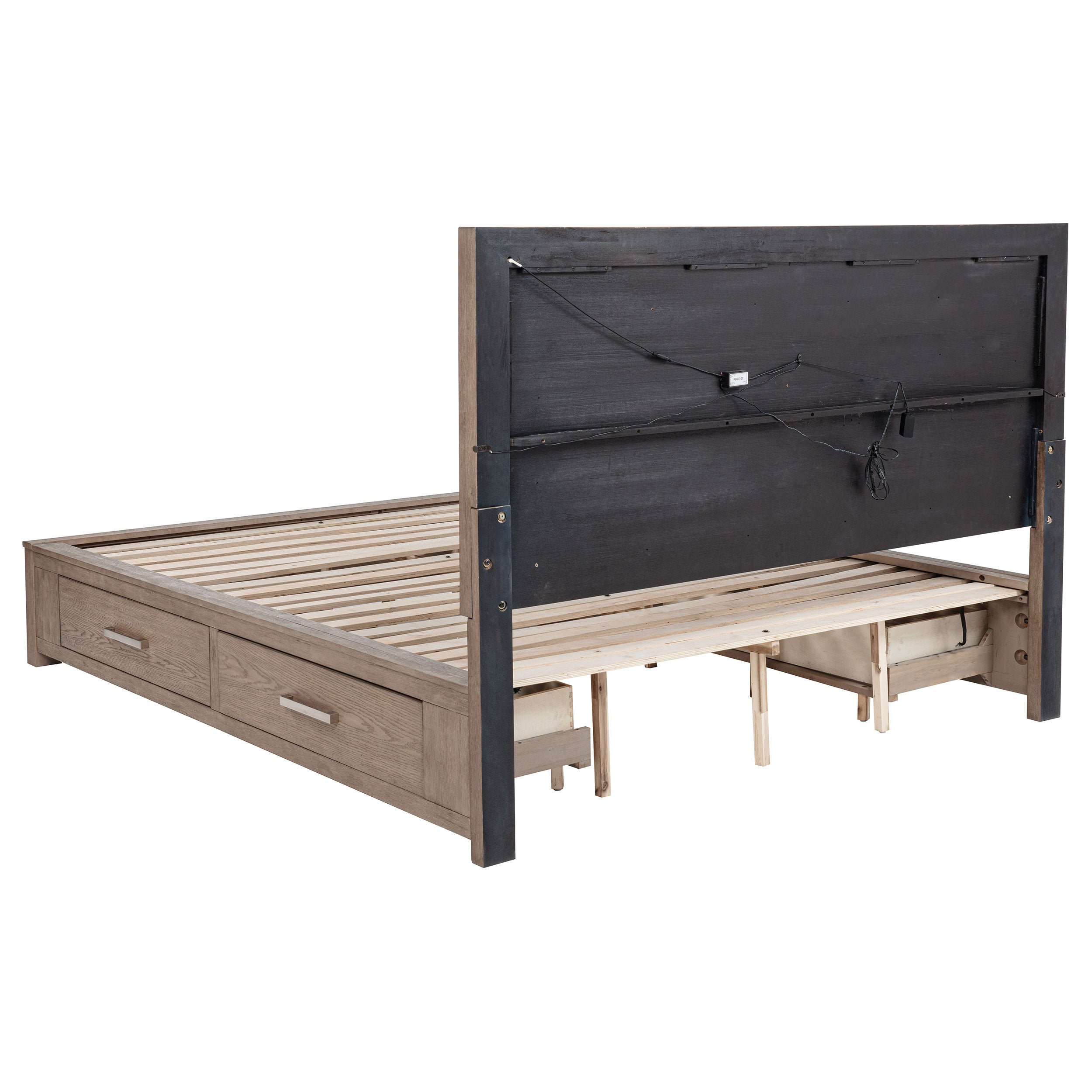 Kenora Wood LED Panel Storage Bed