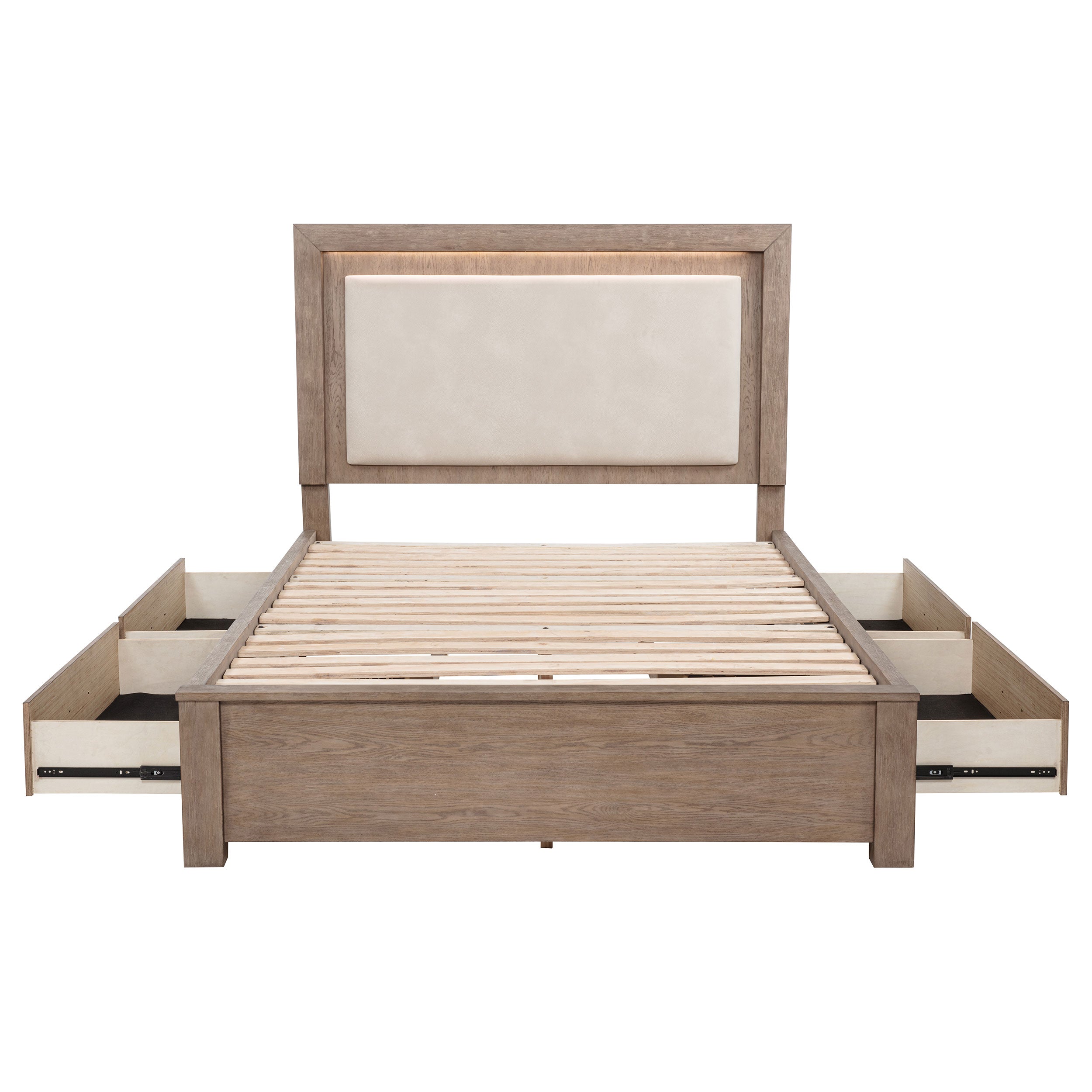 Kenora Wood LED Panel Storage Bed