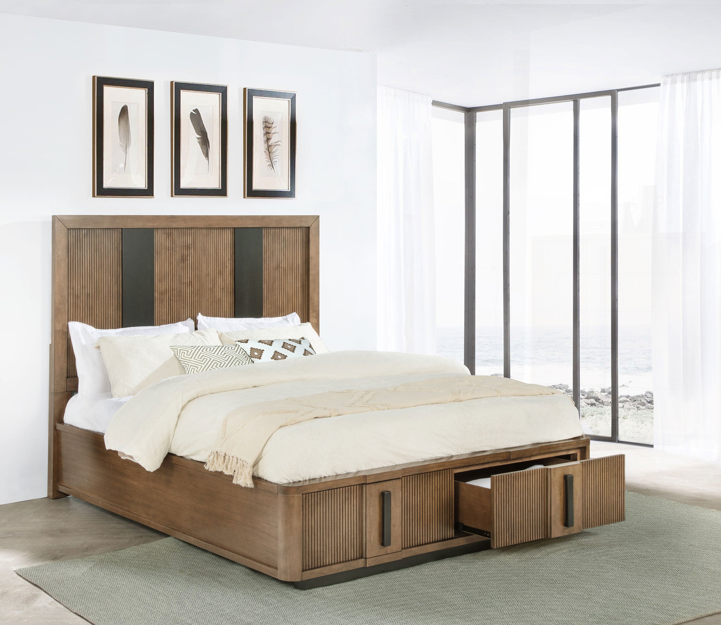 Terrace Wood Panel Storage Bed