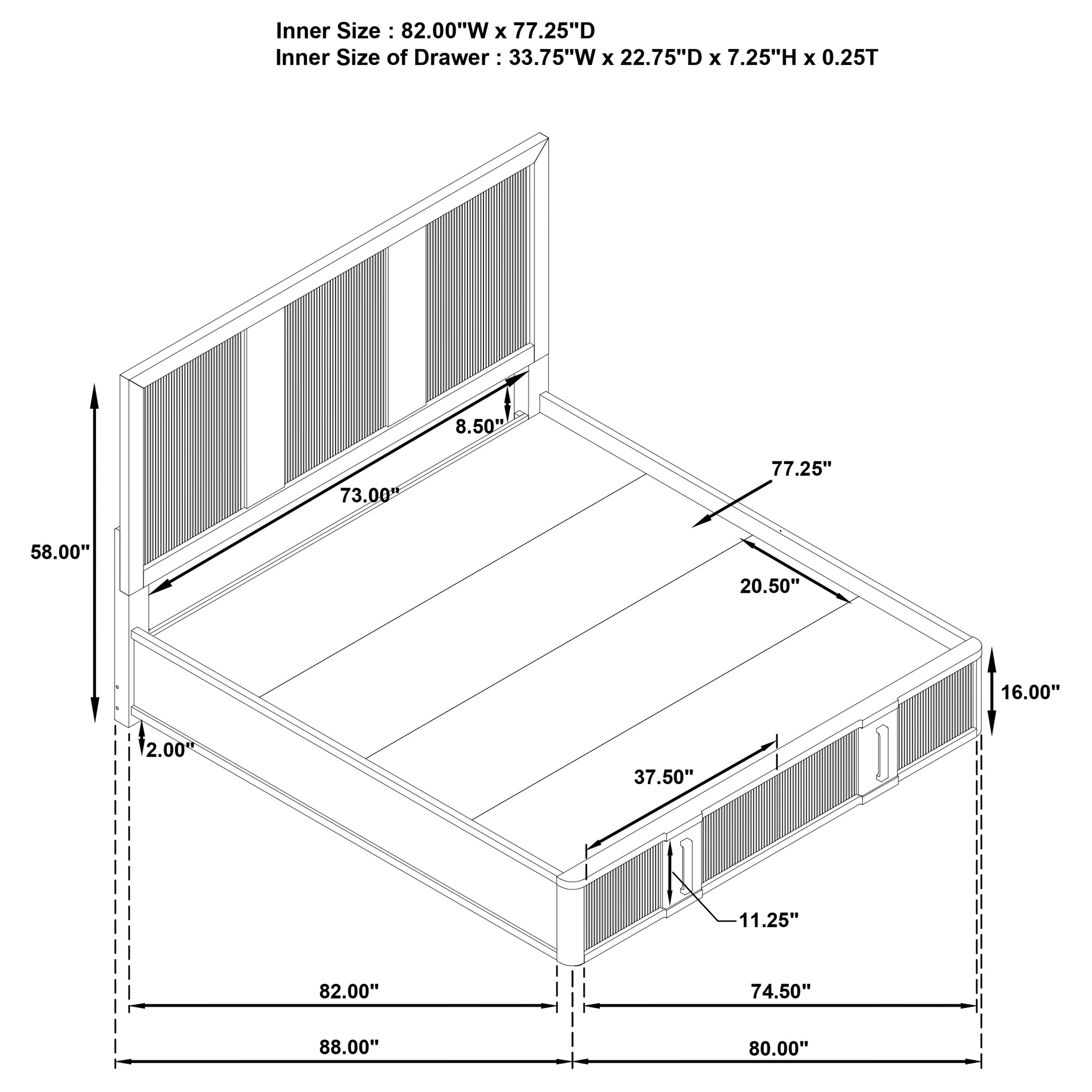 Terrace Wood Panel Storage Bed