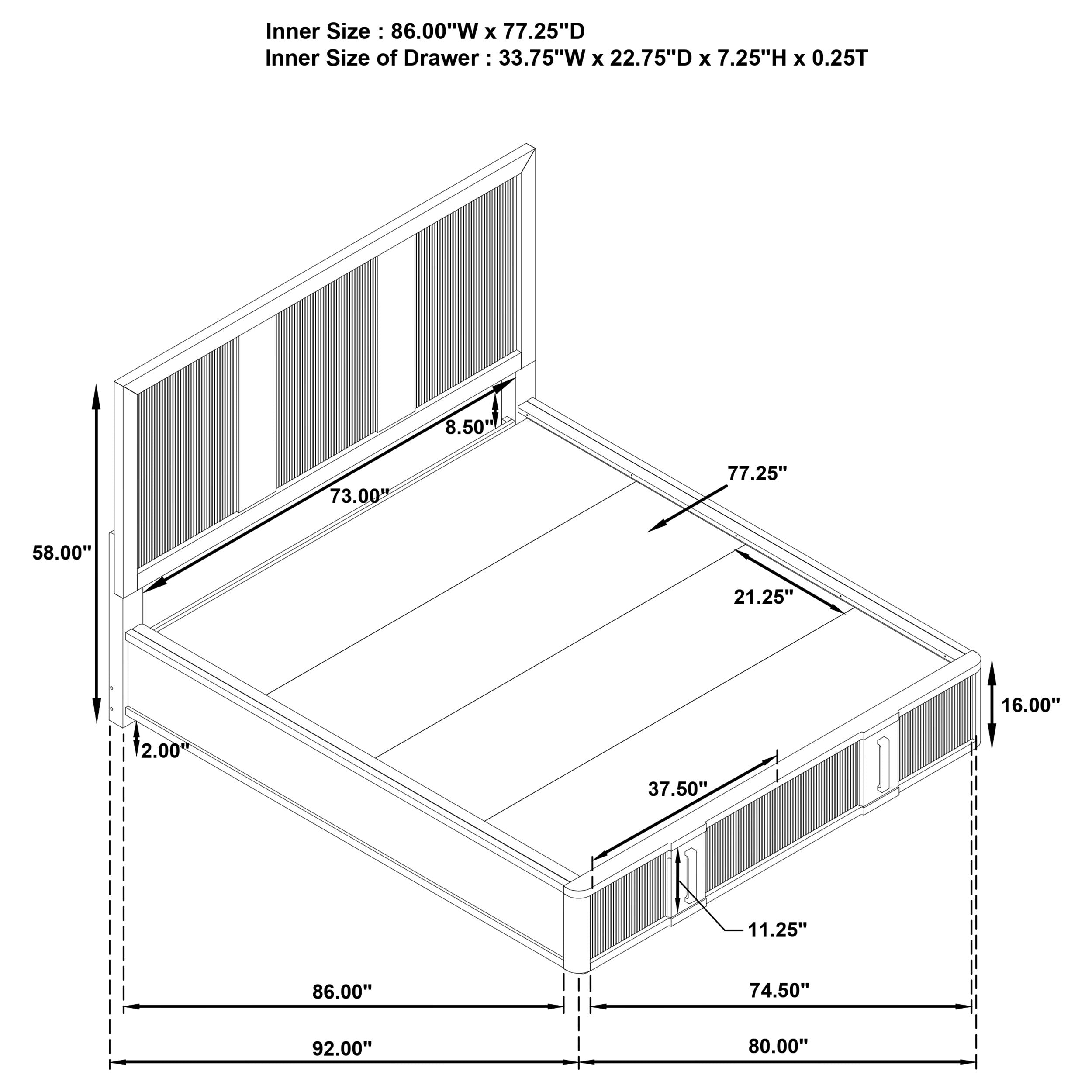 Terrace Wood Panel Storage Bed