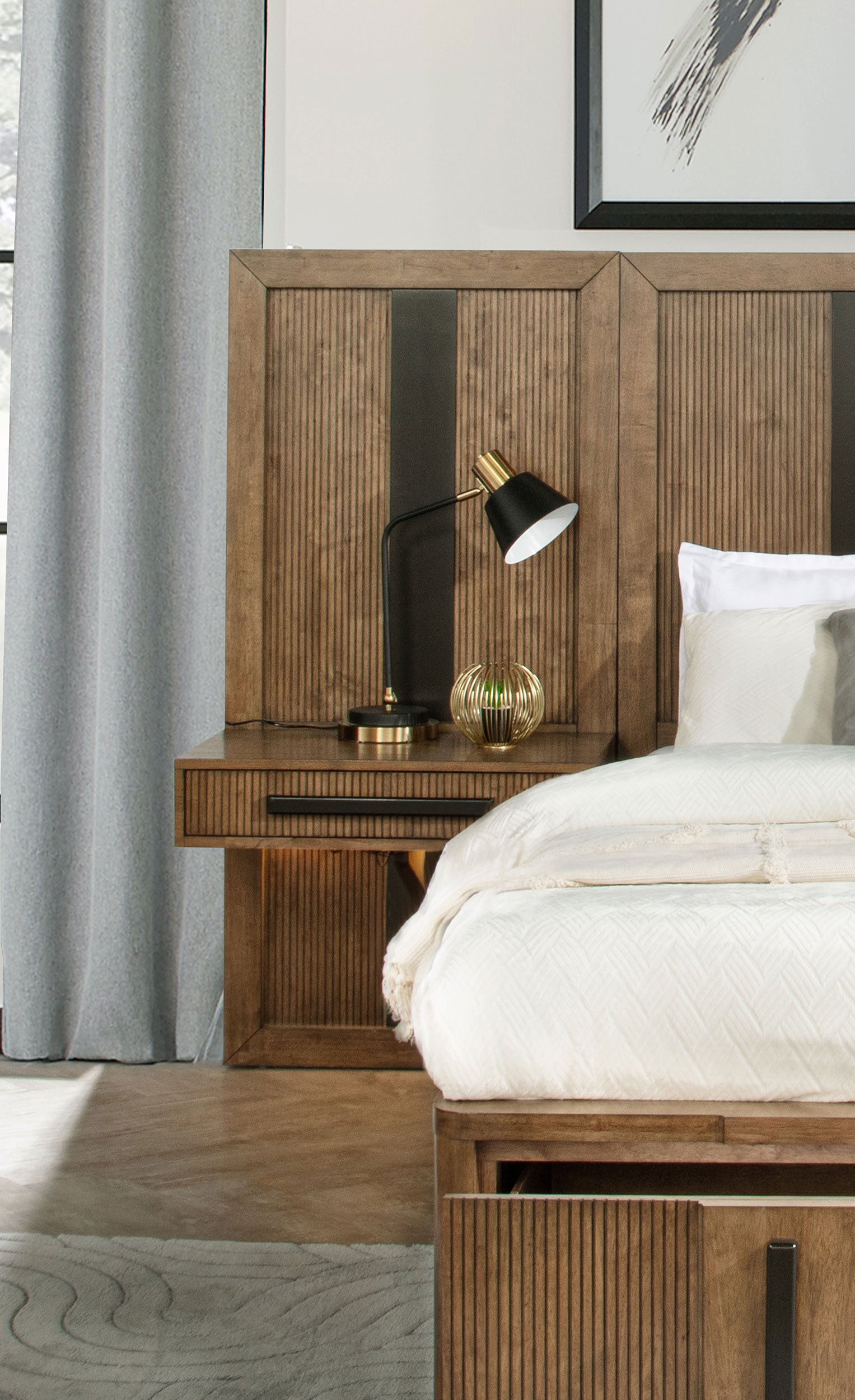 Terrace Wood Wall Panel Storage Bed