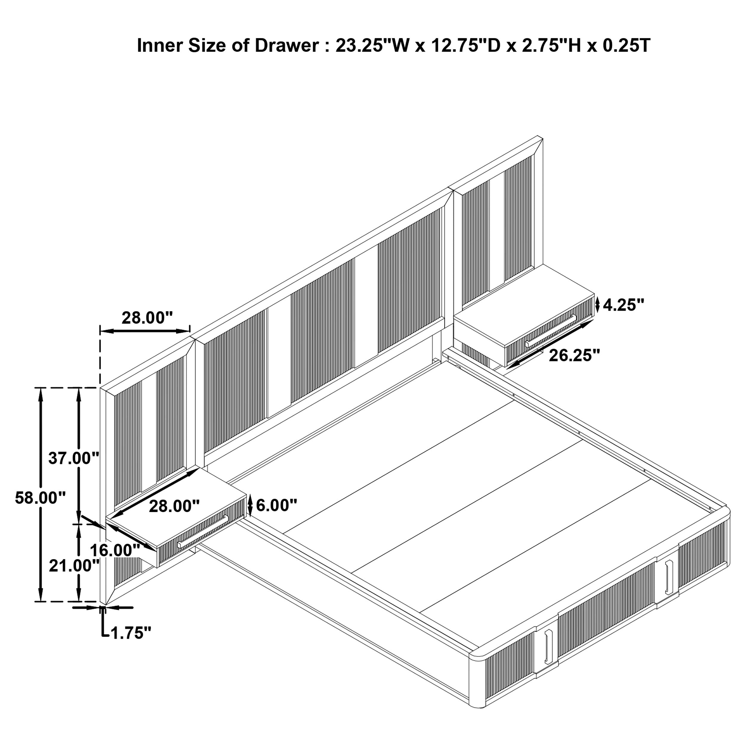 Terrace Wall Panel with Nightstand Set