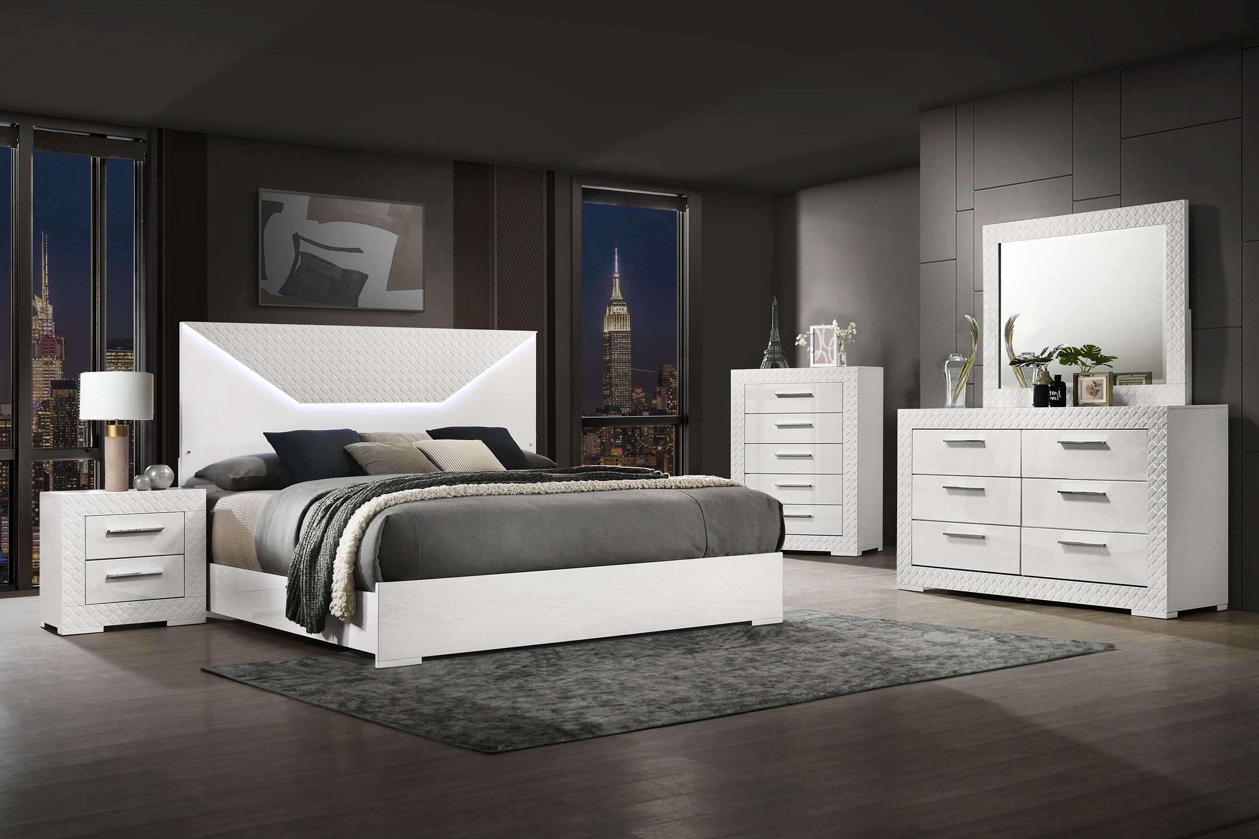 Ives Wood LED Panel Bed