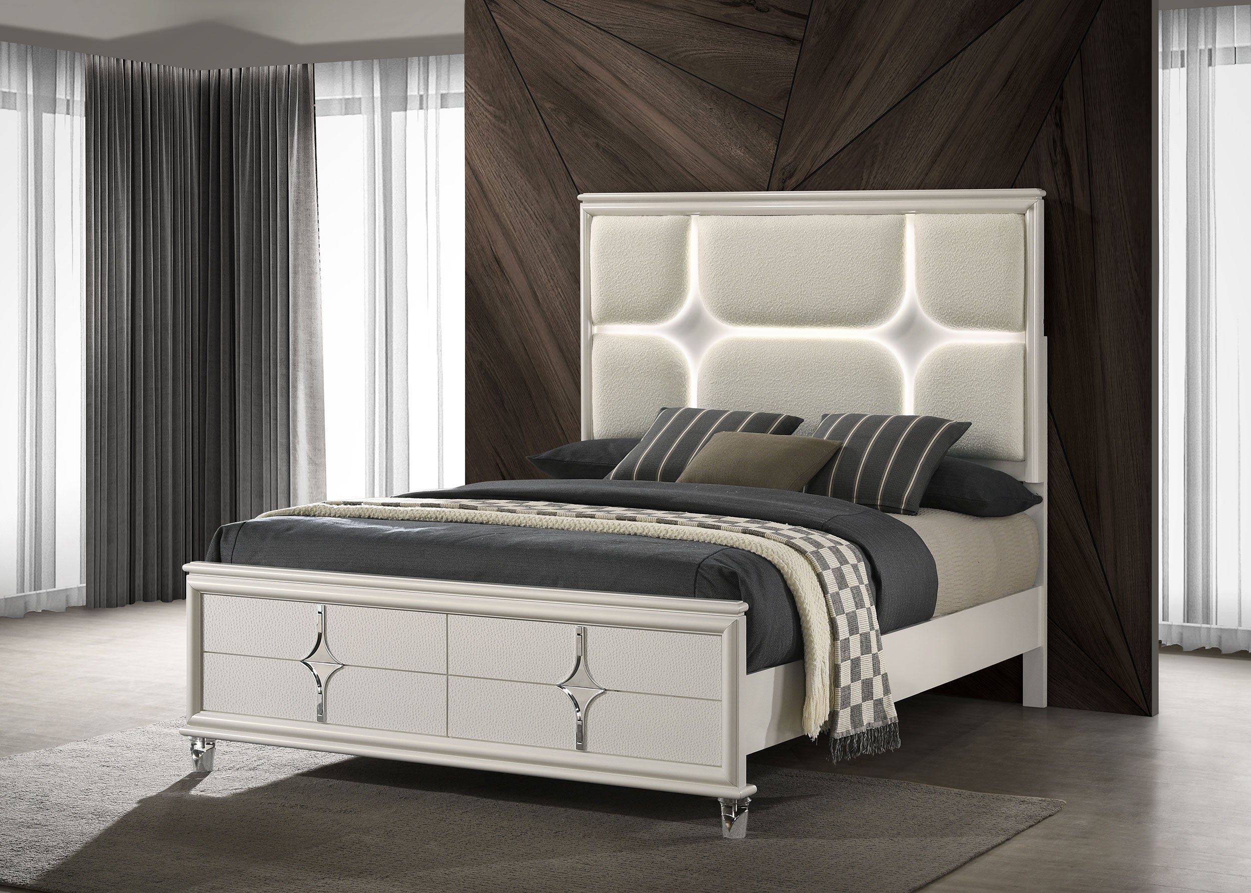 Olivia Wood LED Panel Bed
