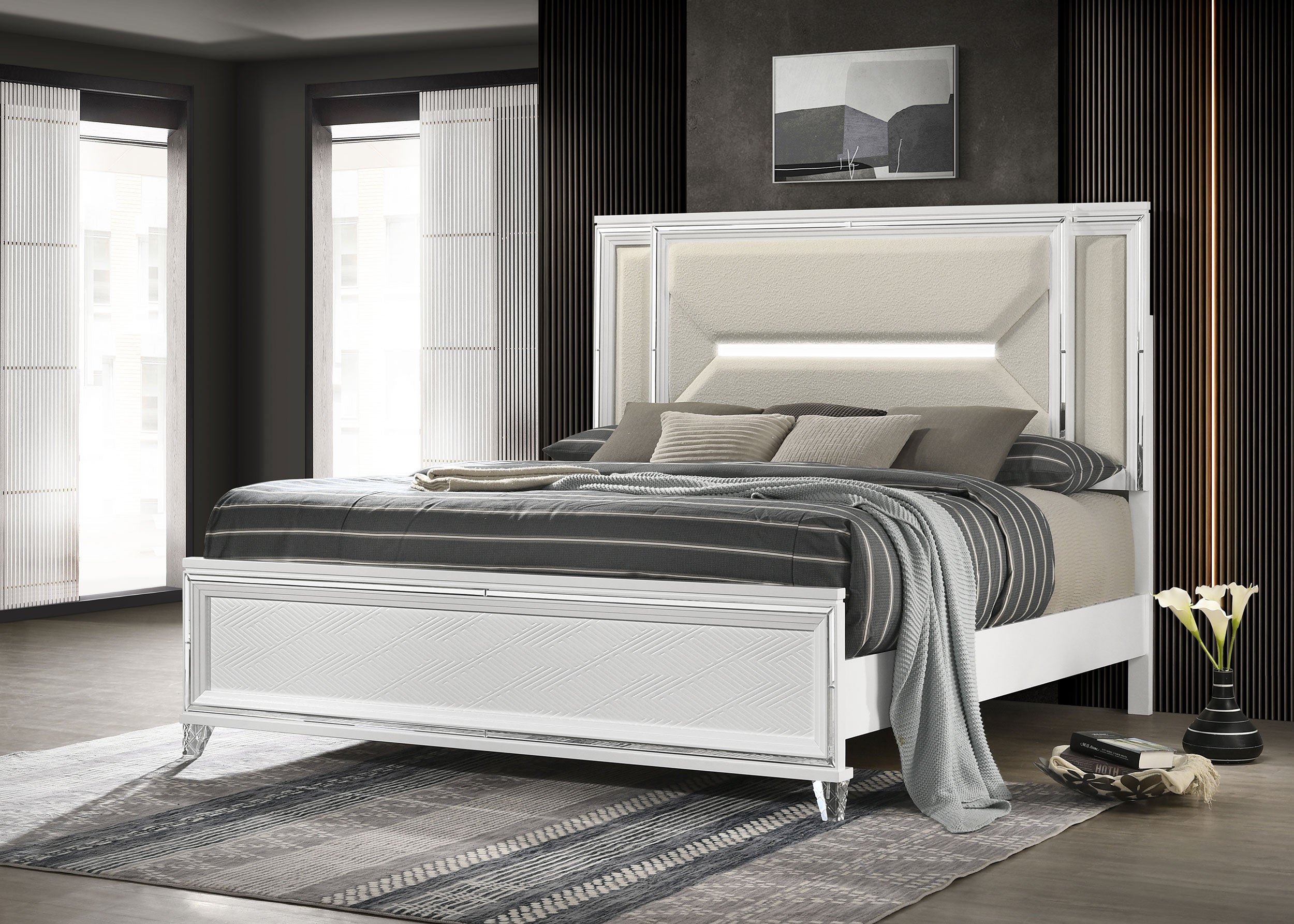 Marmore Wood LED Panel Bed