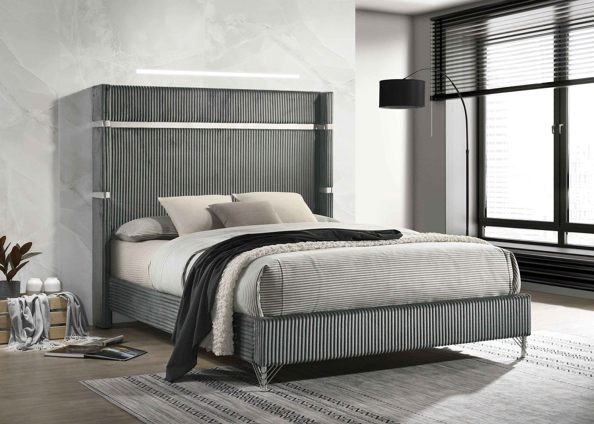 Lucia Upholstered Wingback Bed