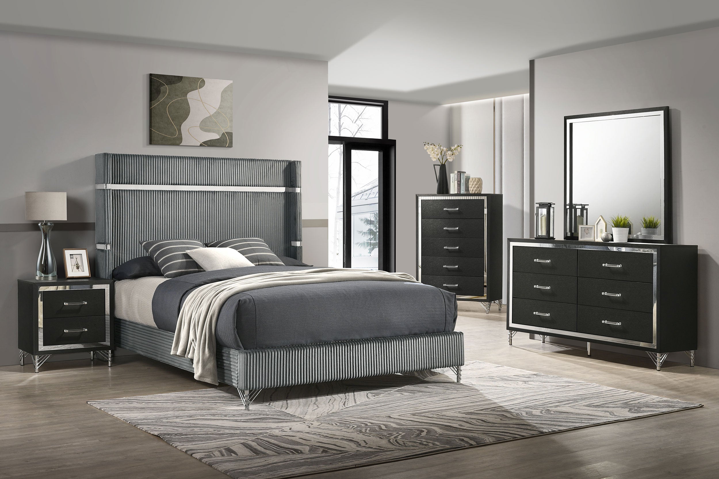 Lucia Upholstered Wingback Bed