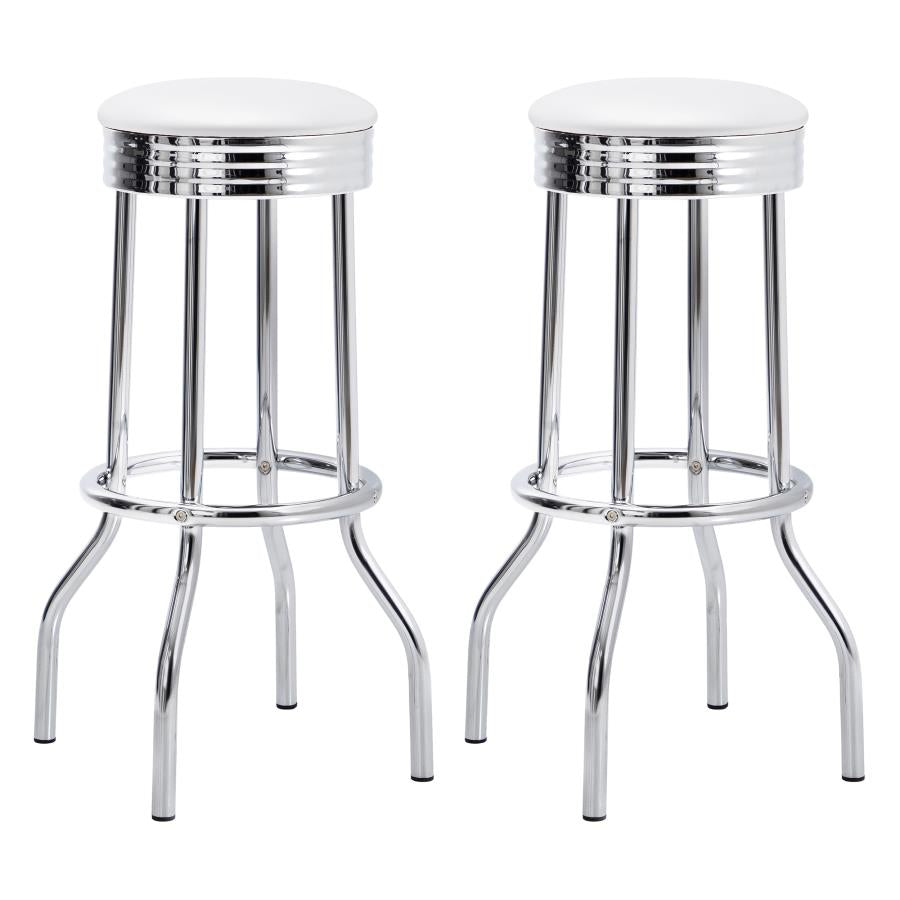 Theodore Upholstered Top Bar Stools Red and Chrome (Set of 2)