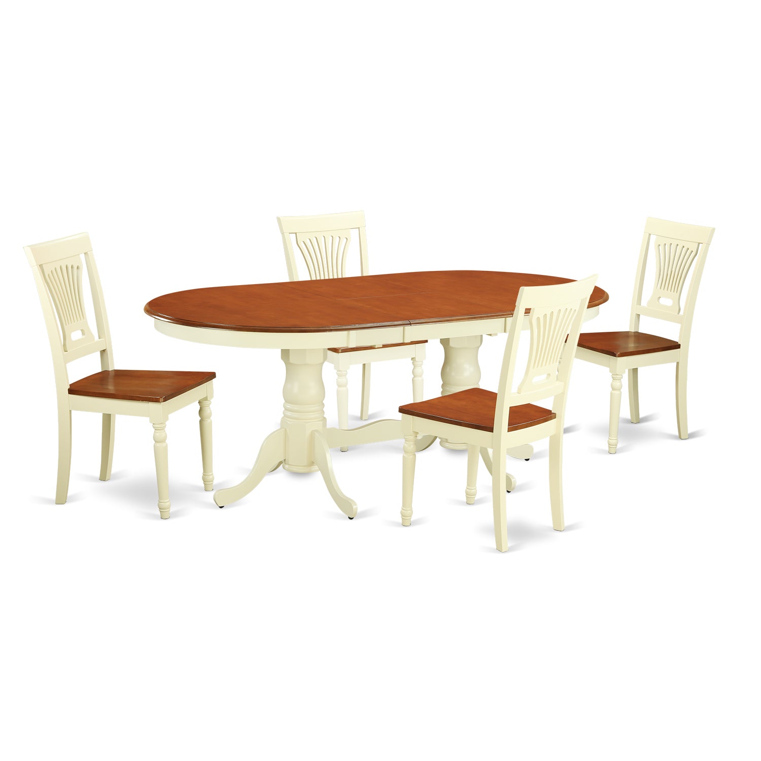 PLAI5-WHI-W 5 Pc Dining room set for 4-Dining Table with 4 Chairs for Dining room