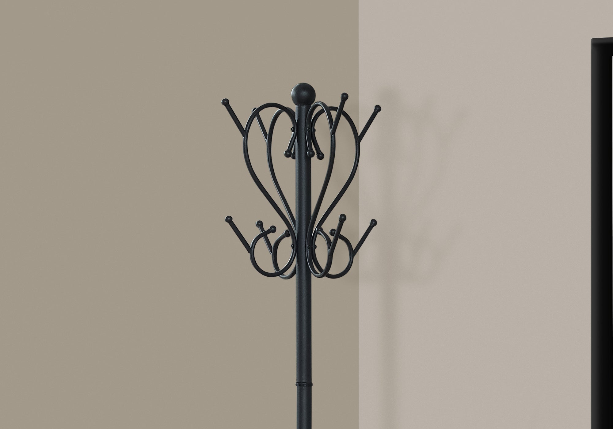 Entryway 8 Hook Coat rack Hall tree with Umbrella Stand In Black 71" H