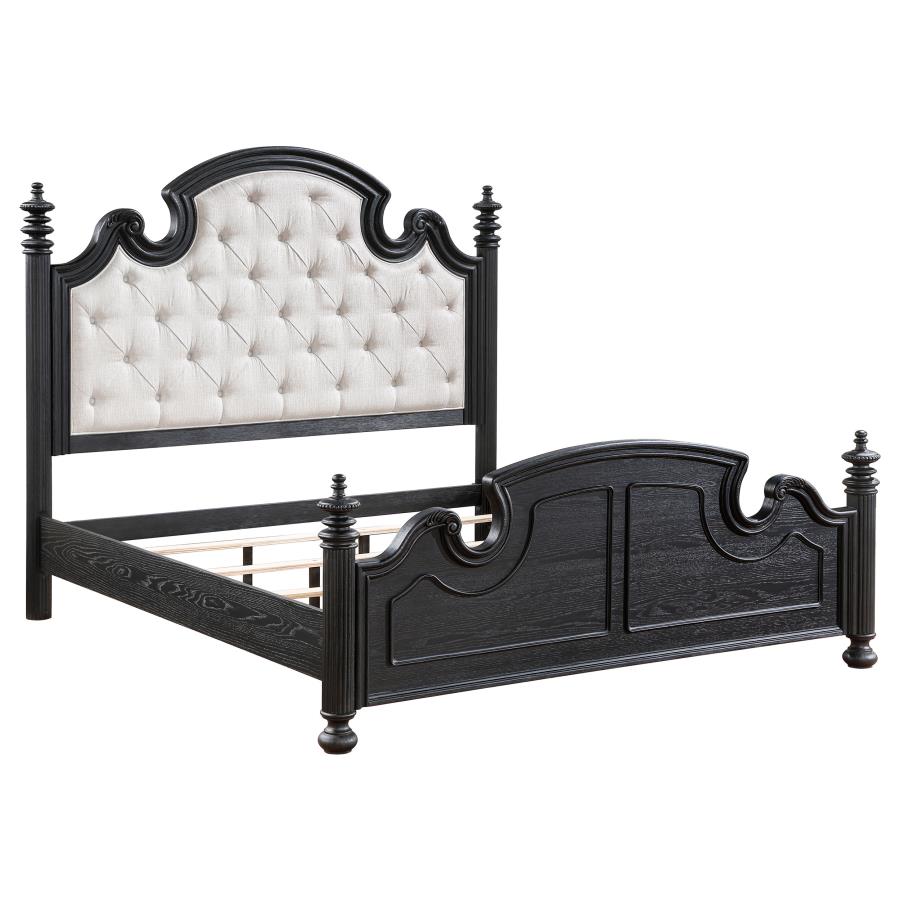 Celina 4-piece King Bedroom Set with Upholstered Headboard Black and Beige