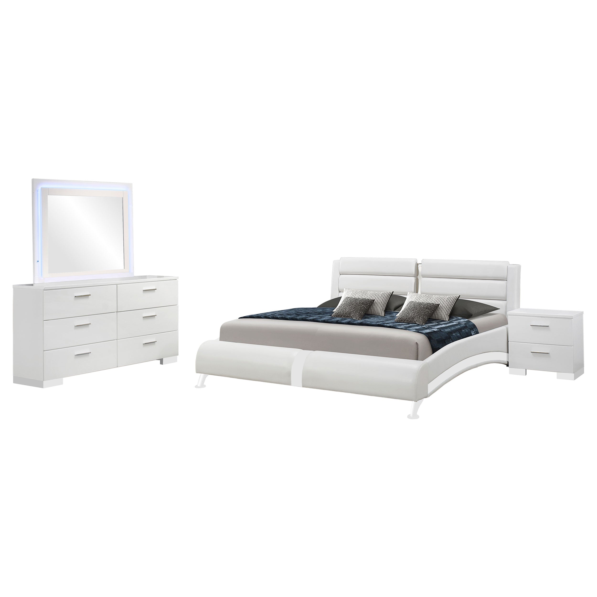 Jeremaine Bedroom Set with LED Mirror