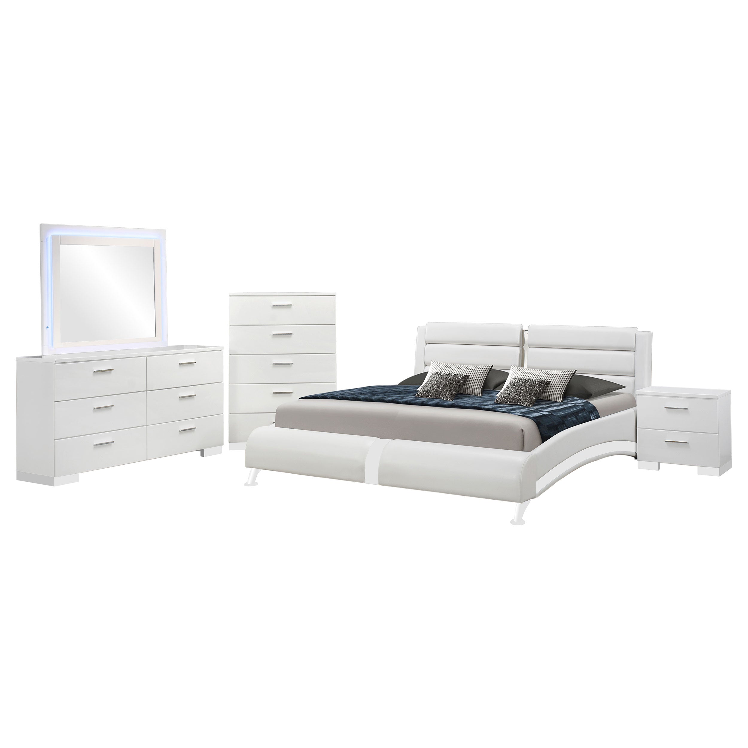 Jeremaine Bedroom Set with LED Mirror