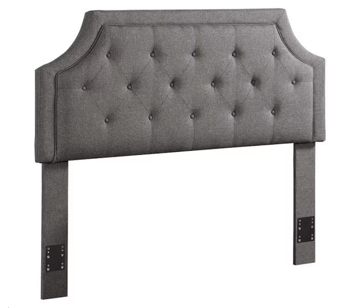 Rutherford Queen / Full Adjustable Tufted Upholstered Headboard Bed Grey