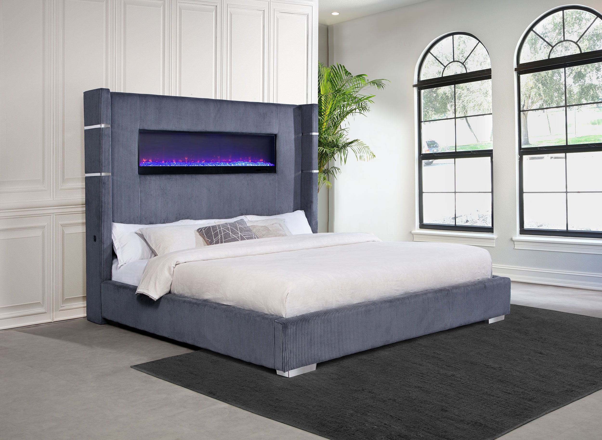 Tisdall Upholstered Flame Visualizer Wingback Bed