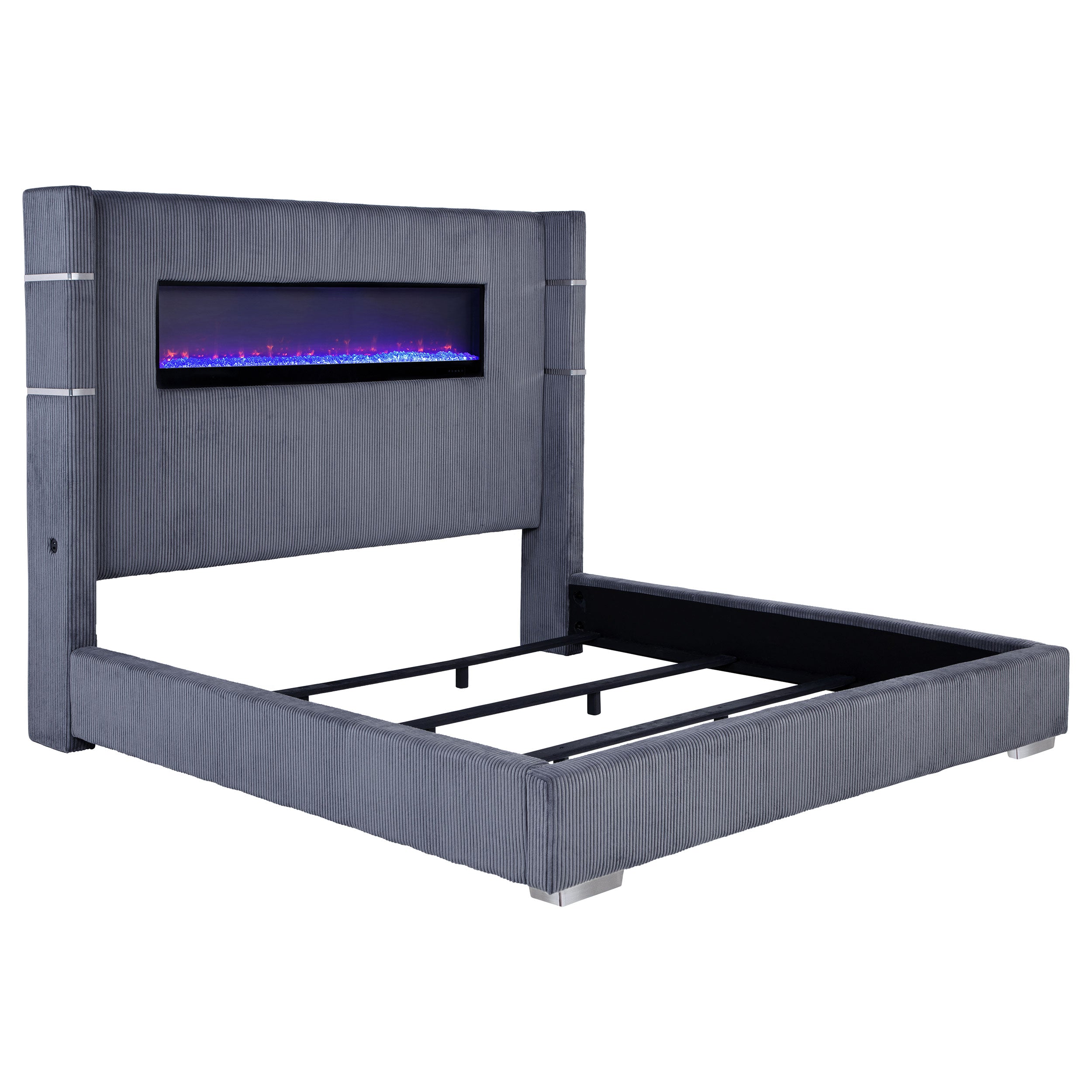 Tisdall Upholstered Flame Visualizer Wingback Bed