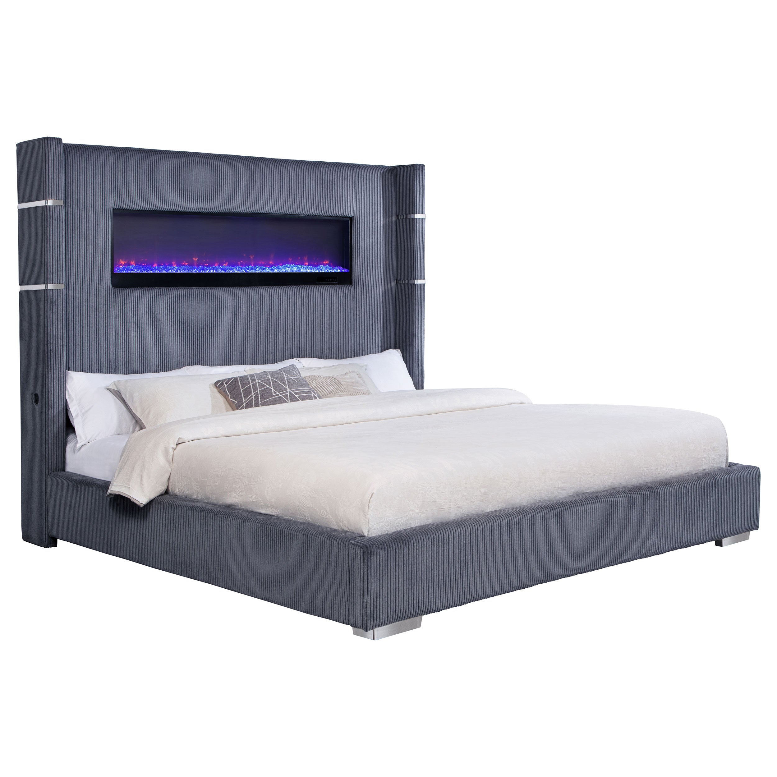 Tisdall Upholstered Flame Visualizer Wingback Bed