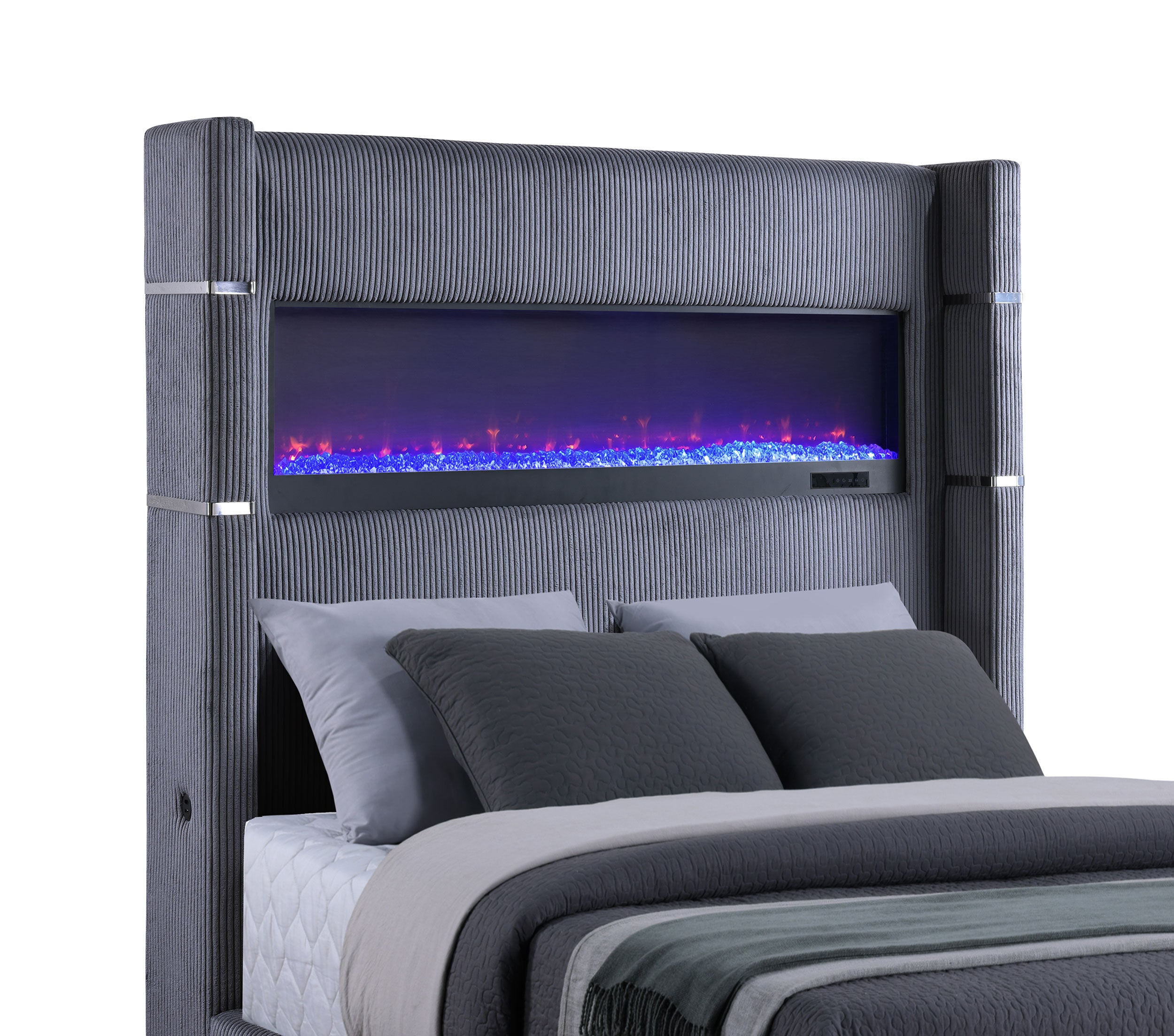 Tisdall Upholstered Flame Visualizer Wingback Bed