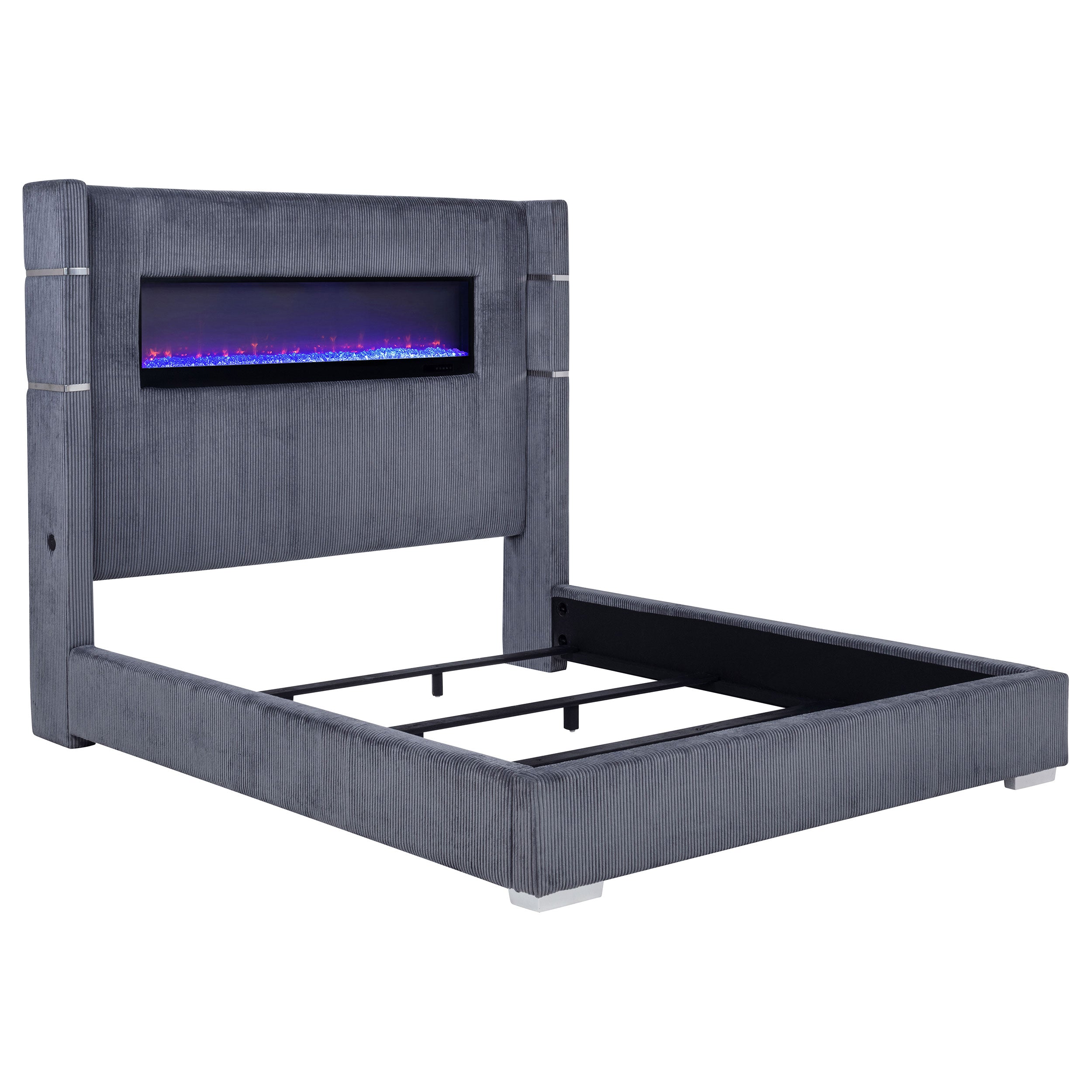 Tisdall Upholstered Flame Visualizer Wingback Bed